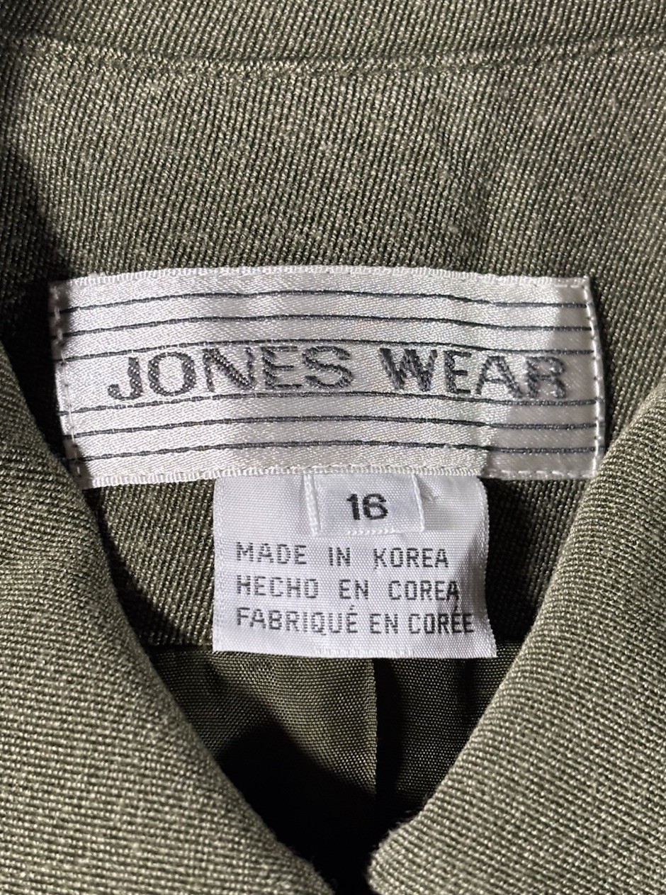 Vtg 90’s Jones Wear Women’s Sz 16 Long Line Single Breasted Blazer Jacket Green