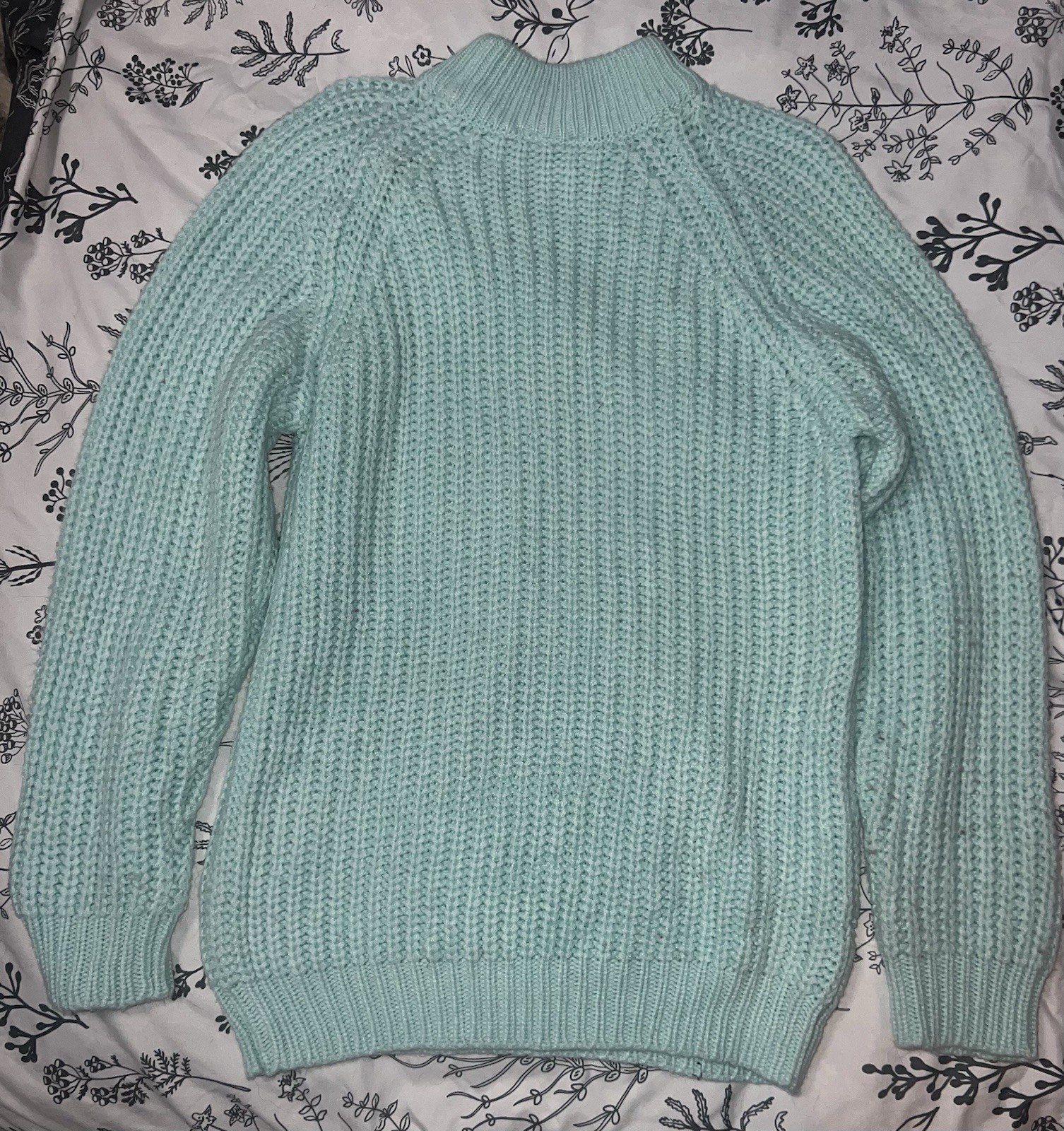 Vintage 90s CSL Mint Mock Neck Chunky Knit Sweater Made in Hong Kong M
