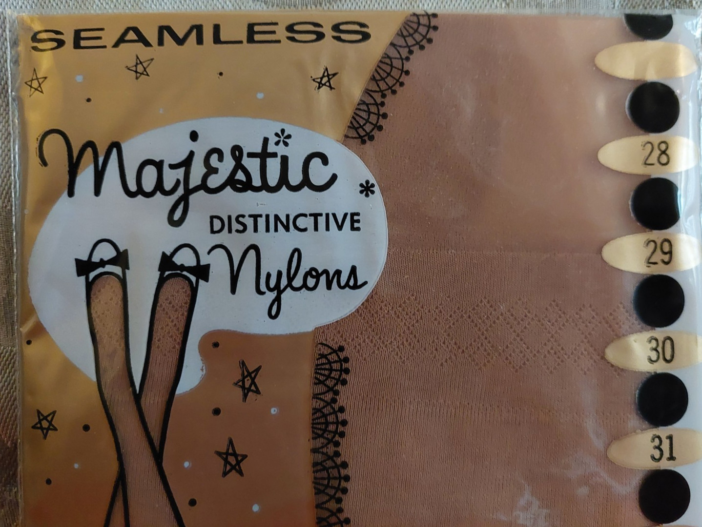 Vintage Pantyhose😂 Rare Majestic Stockings Color Suntan Size 11 BOTW1