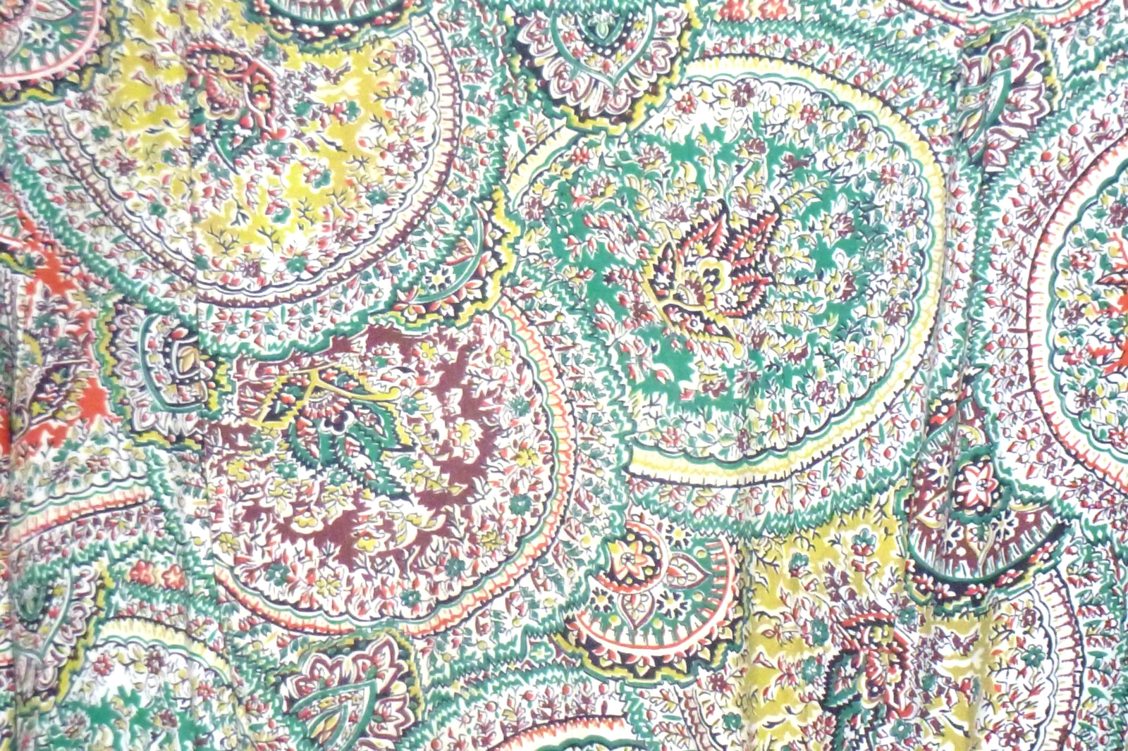 Vtg 40s 50s Georgiana Frocks Rayon Dress Paisley Green Red VOLUP Sz XL