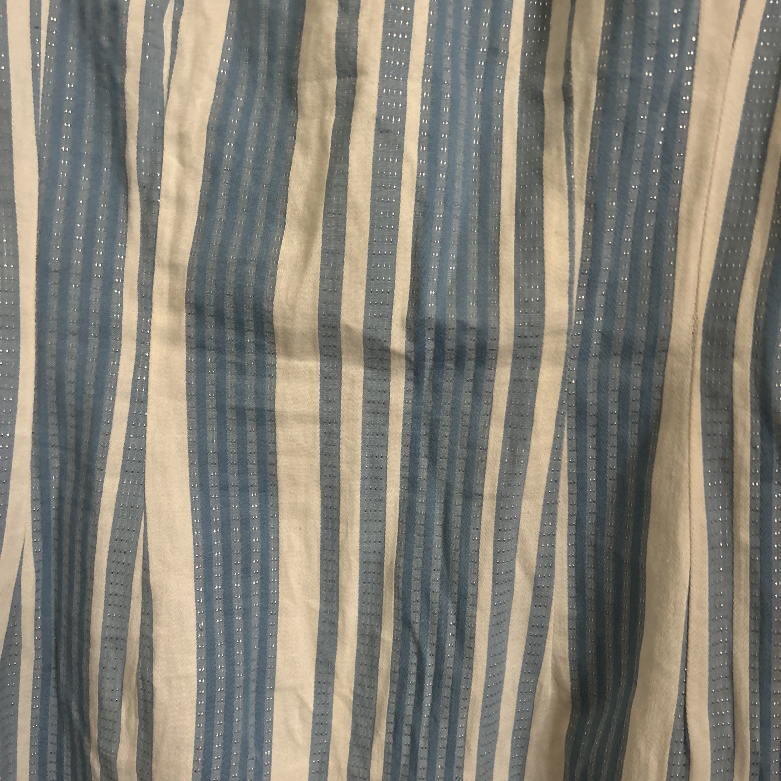Vtg 50s HOUSE OF NINE California Original Blue and Cream Stripes Ruffled Back Sm