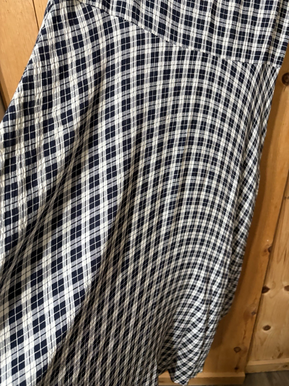VTG 90s y2K Limited London Paris NY Blue Plaid GINGHAM DROP WAIST MAXI Dress S