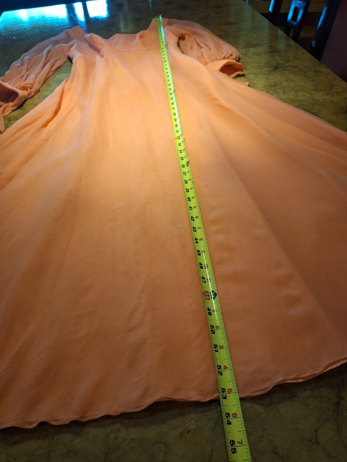 Mid-century Mod 1970s Empire Waist Chiffon Evening Gown Maxi Dress Bridesmaid L