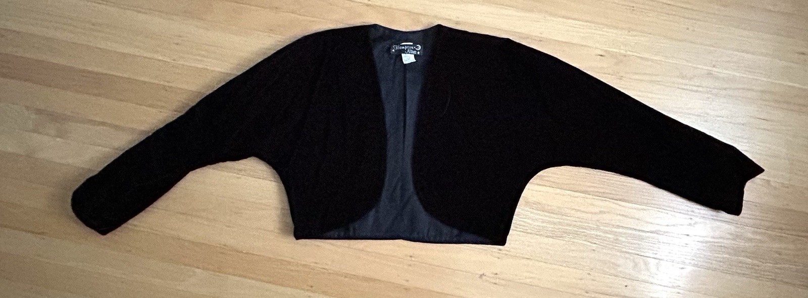 Hampton Nites 80s Vintage Black Velvet Cropped / Shrug / Bolero Jacket
