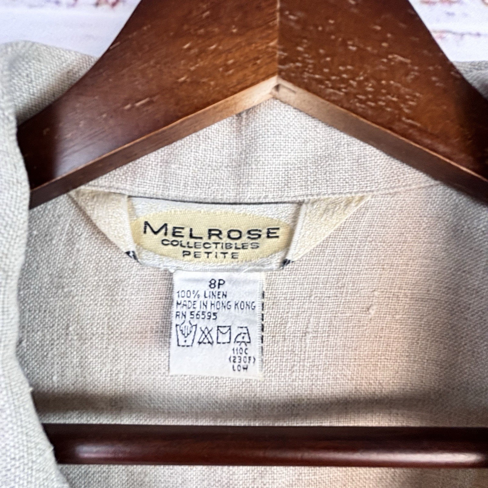 Vintage Jacket 8P Beige 100% Linen Shell Button Cinch Patch Pocket Minimalist