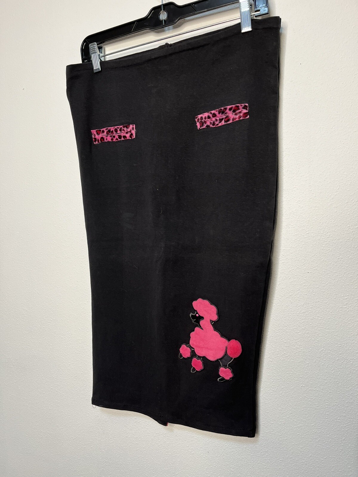 Pencil Skirt Black w/Pink Poodle Skirt Yee-Haw Rockabilly Pinup Girl Size M
