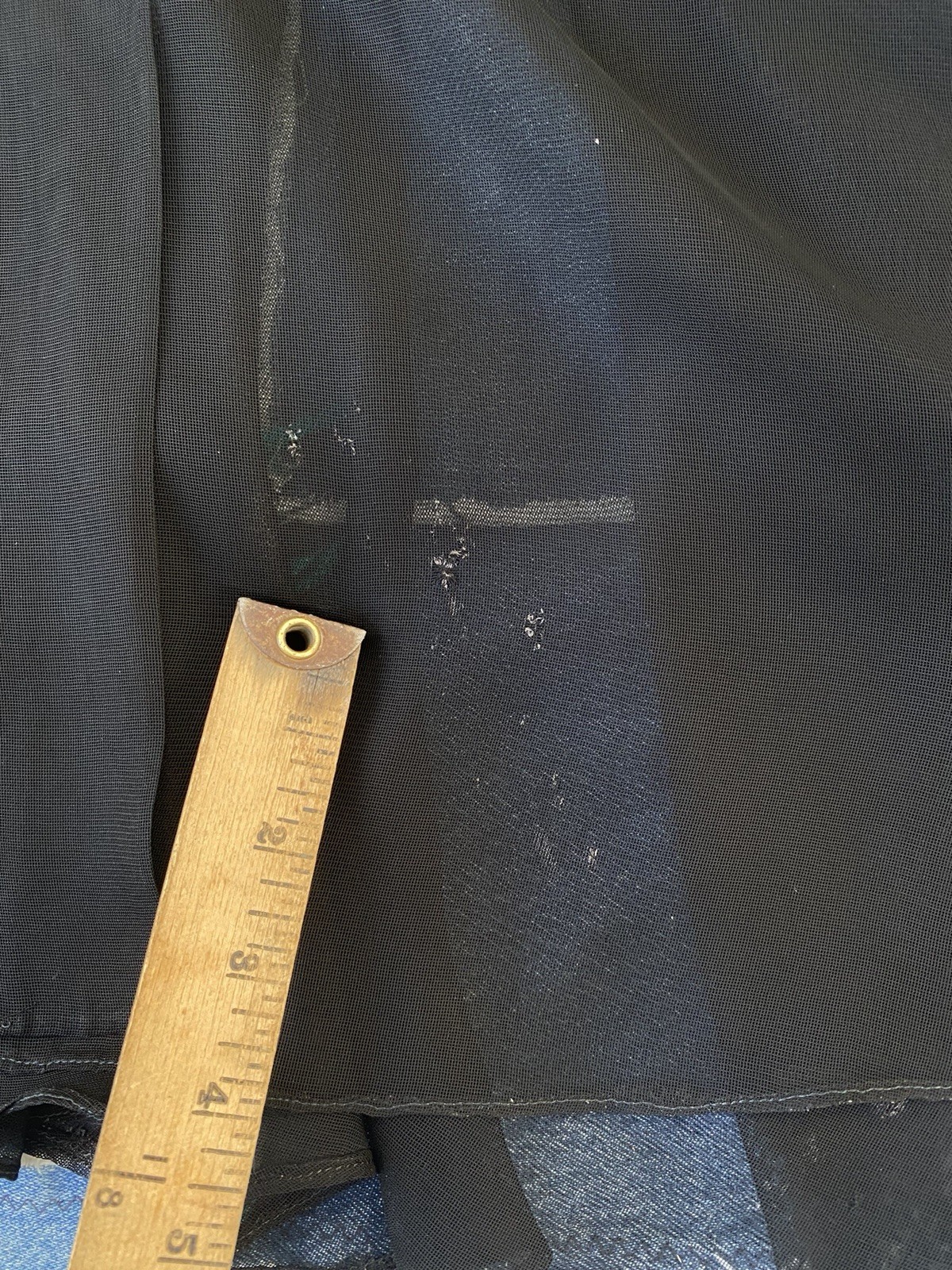 30s/40s Sheer Black Evening Dress 28W Capelet Sleeves Full Button Front Vintage