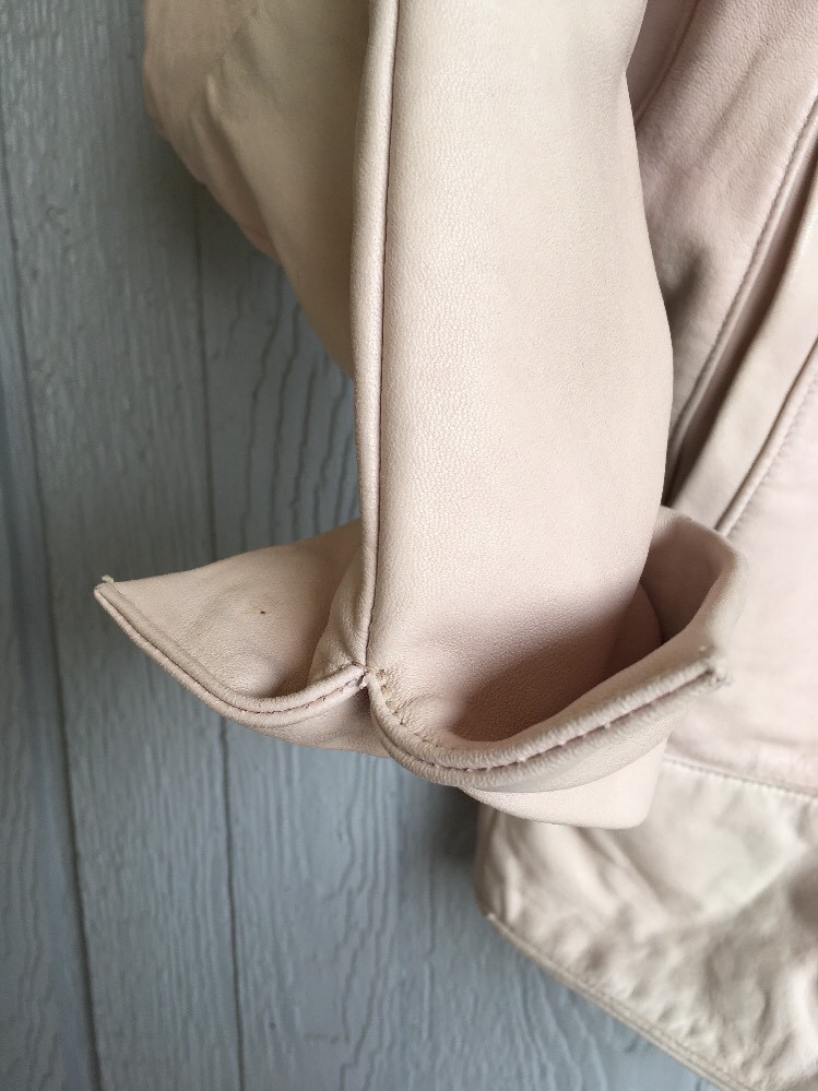 Vtg 80s REAL LEATHER Liz Roberts Natural Comfort Cropped Batwing Jacket Coat L