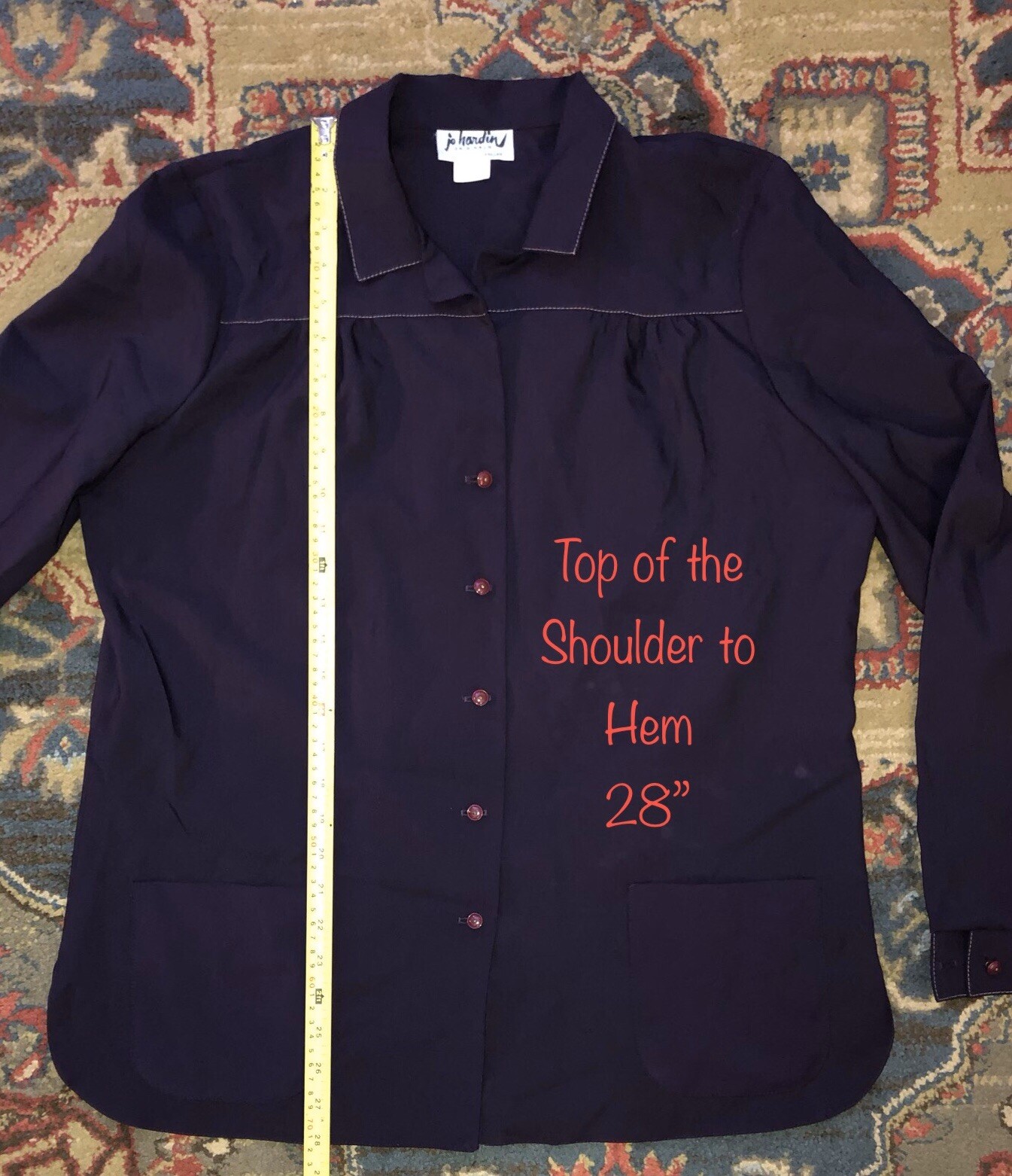 Vintage 1970’s Jo Hardin Originals Dallas 5-Button Smock Jacket Size 20 Plum
