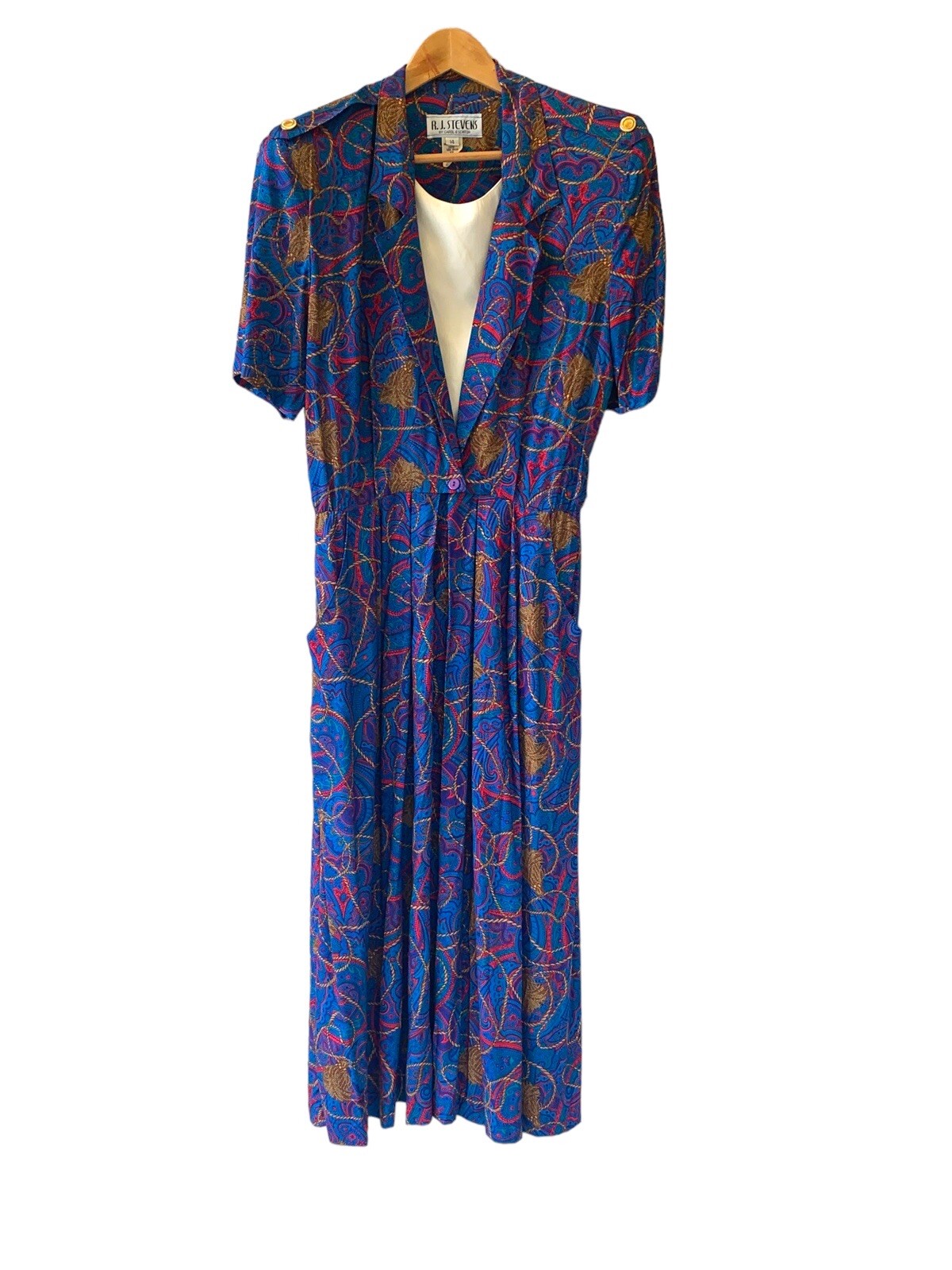 Vtg 80s Baroque Abstract Dynasty RJ Stevens paisley Dress Women’s Size 14 NWT