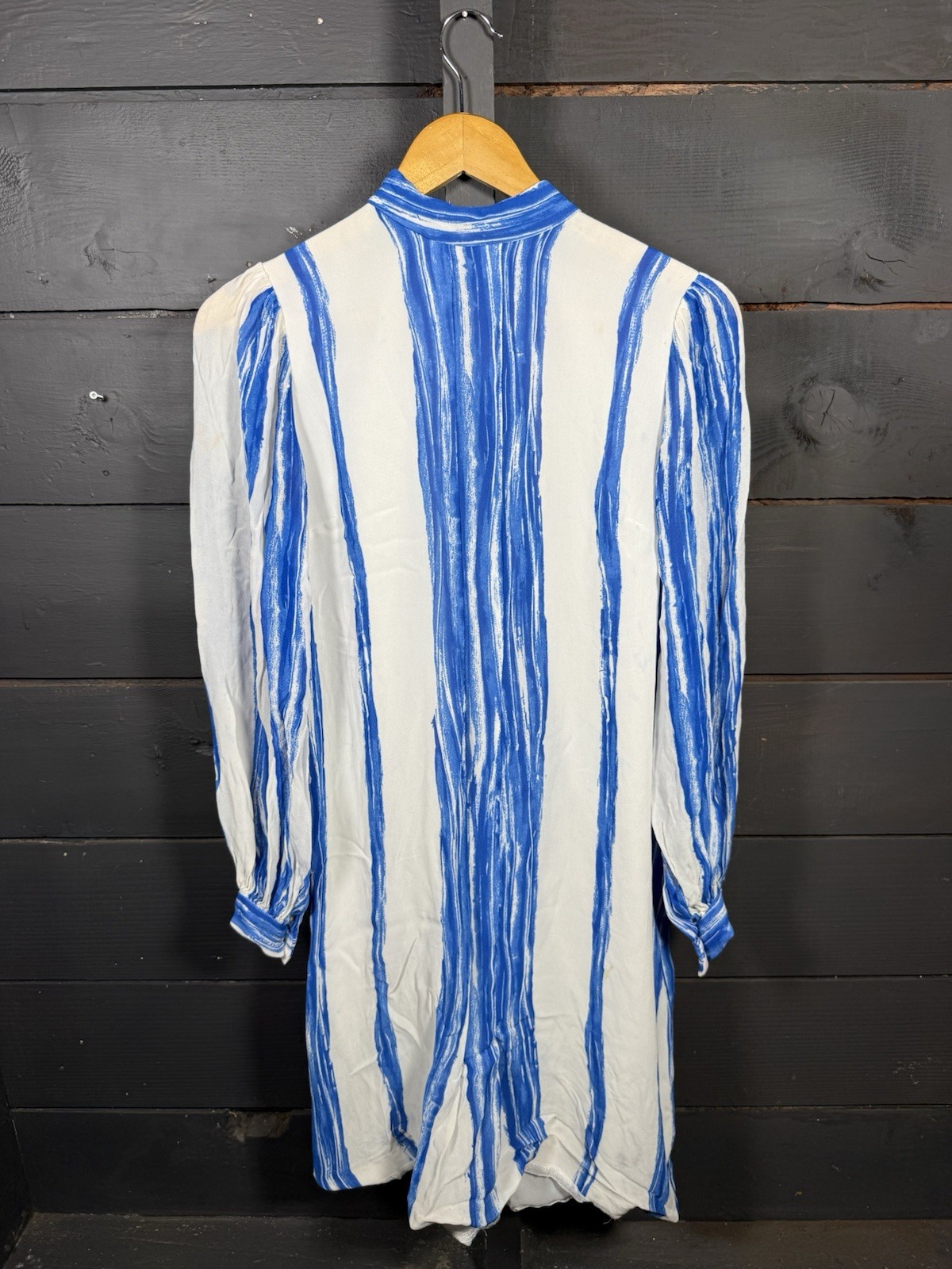 Pauline Trigere dress 80s vintage Saks Fifth Avenue smock neck front button up