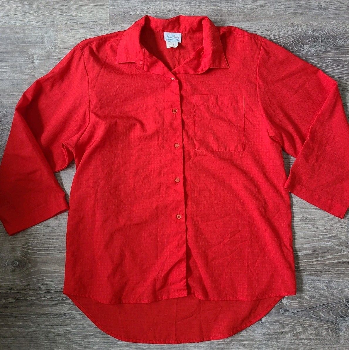 Vtg Bend Over Levi Strauss Women 12 Button Down Blouse 80s Sportswear Red Office
