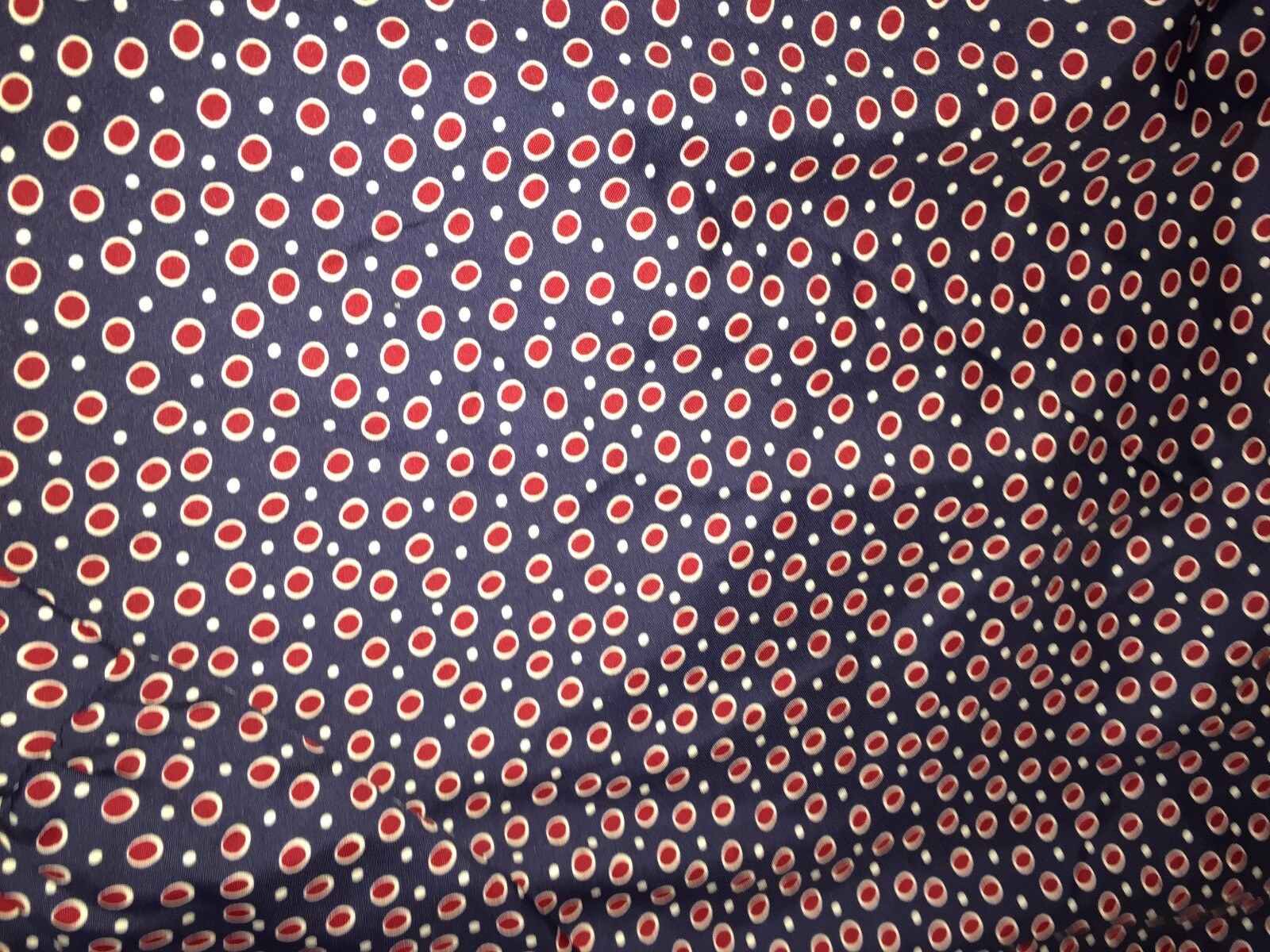 Womens Vintage BLOUSE THREE FLAGGS Navy and Red Polka Dot Pattern 21.25 Bust