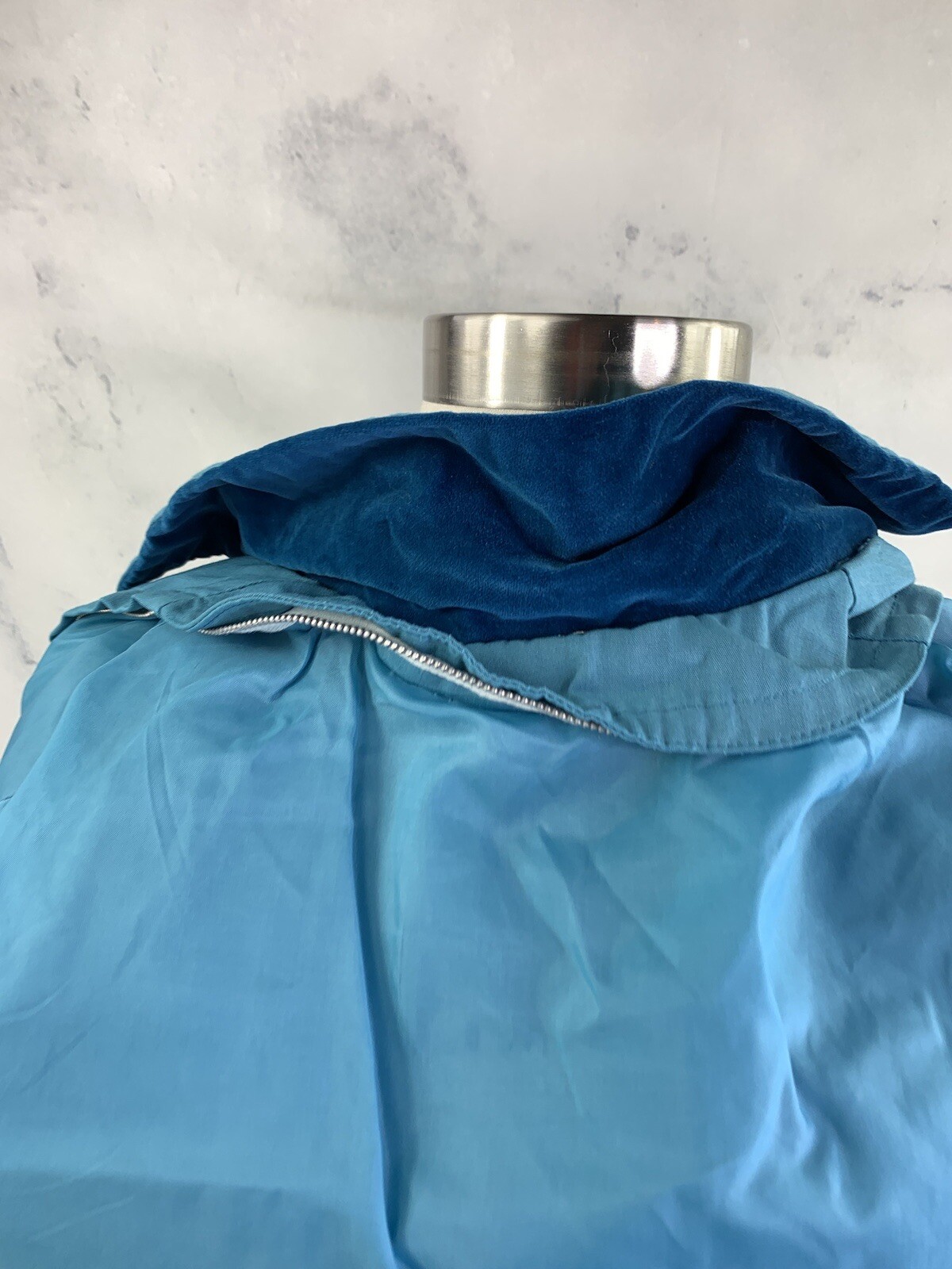 Vintage 60s Sears MOD Trench Coat Womens S Blue Velvet Collar Retro Spy Jacket