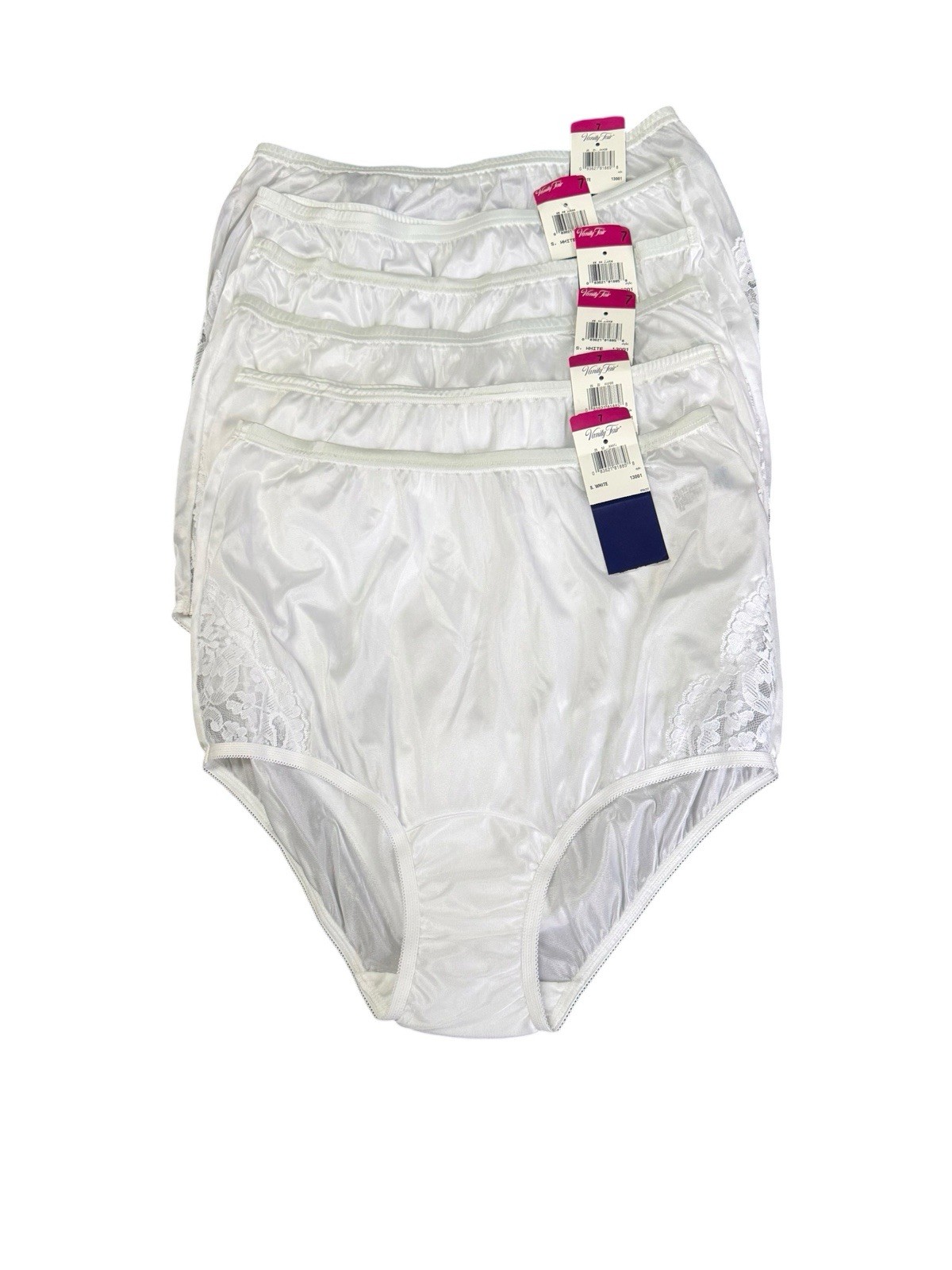 Vintage Vanity Fair Nylon White Panties Lace Detail Size 7 New With Tags