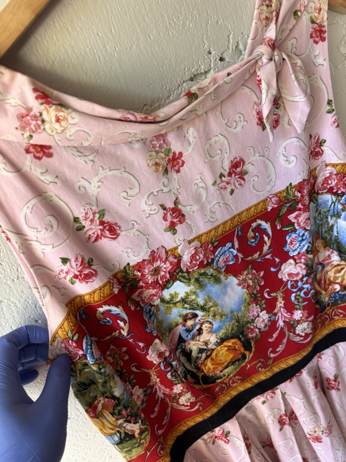 Bernie Dexter Women’s XL Dress Pin Up Fit Flare Renaissance Romance Manor Print