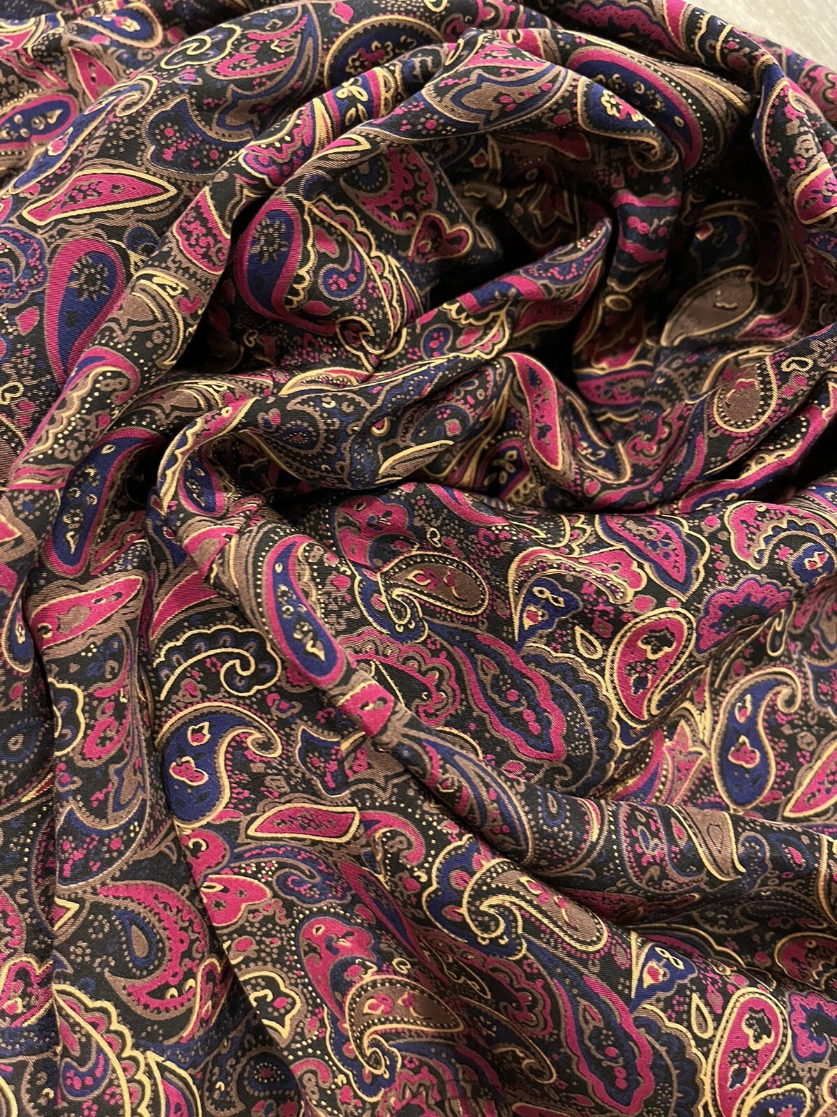 VTG 90’s ANN MAY Women’s Purple Multi Paisley 100% Silk Long Sleeves Blouse L