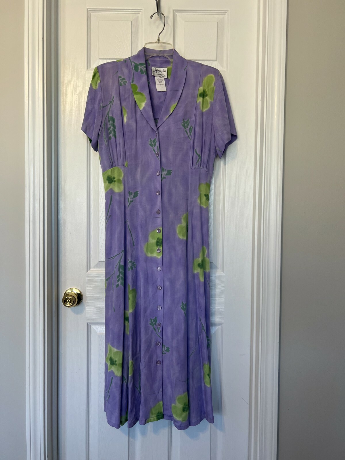 Jeffery & Dara Vintage Lavender Floral Short Sleeve Long Dress Sz 10