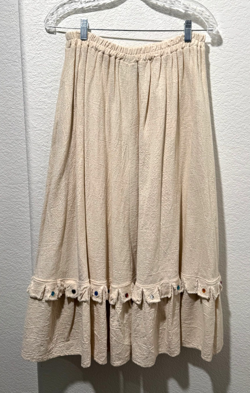 Vtg Alfredo’s Wife 2 Pc Skirt Top Set Fringed Beaded Boho Hippie Festival XS/S