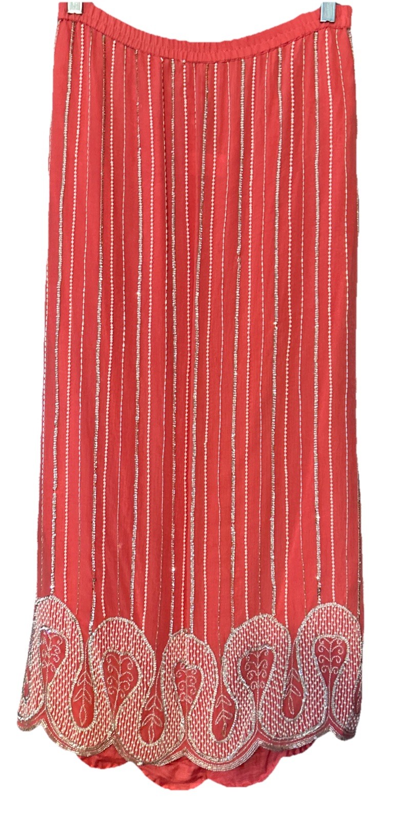 Judith Ann Creations Beaded SILK 2 Piece Women’s SM Coral Pink Lined Sequin READ