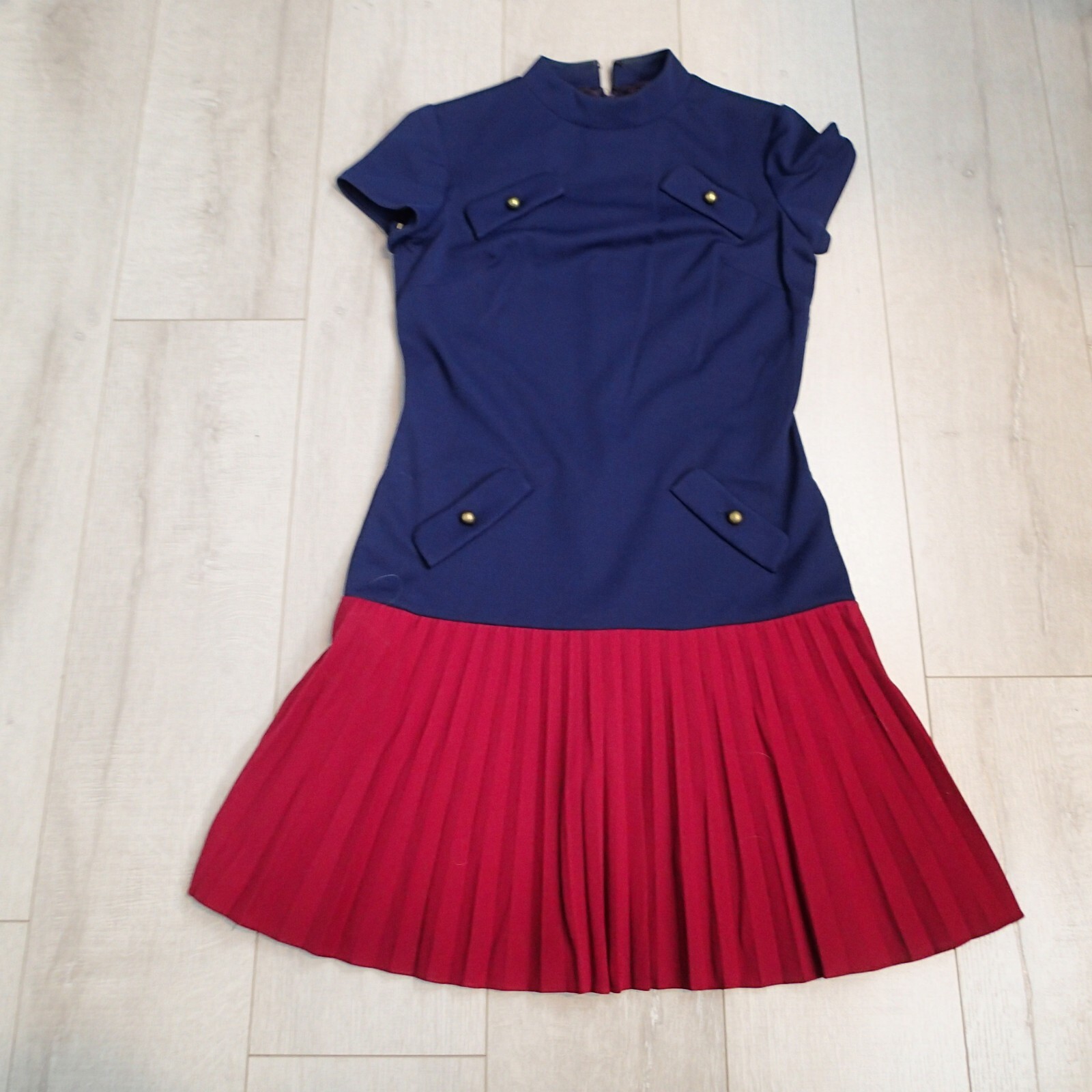 John Norman vtg Blue maroon dark red pleated Pleated Dress 1950s sz 8 S/m ?