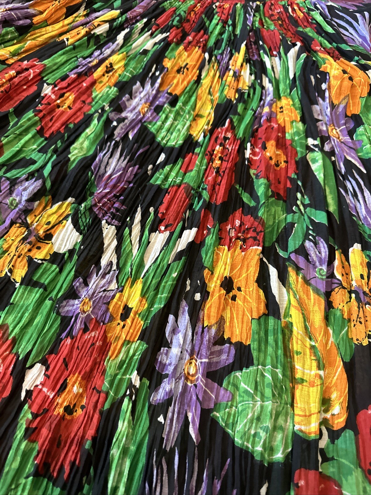 Vintage 80’s Sita Colorful 100% Cotton Trapeze Short Sleeve Dress Size S Nepal