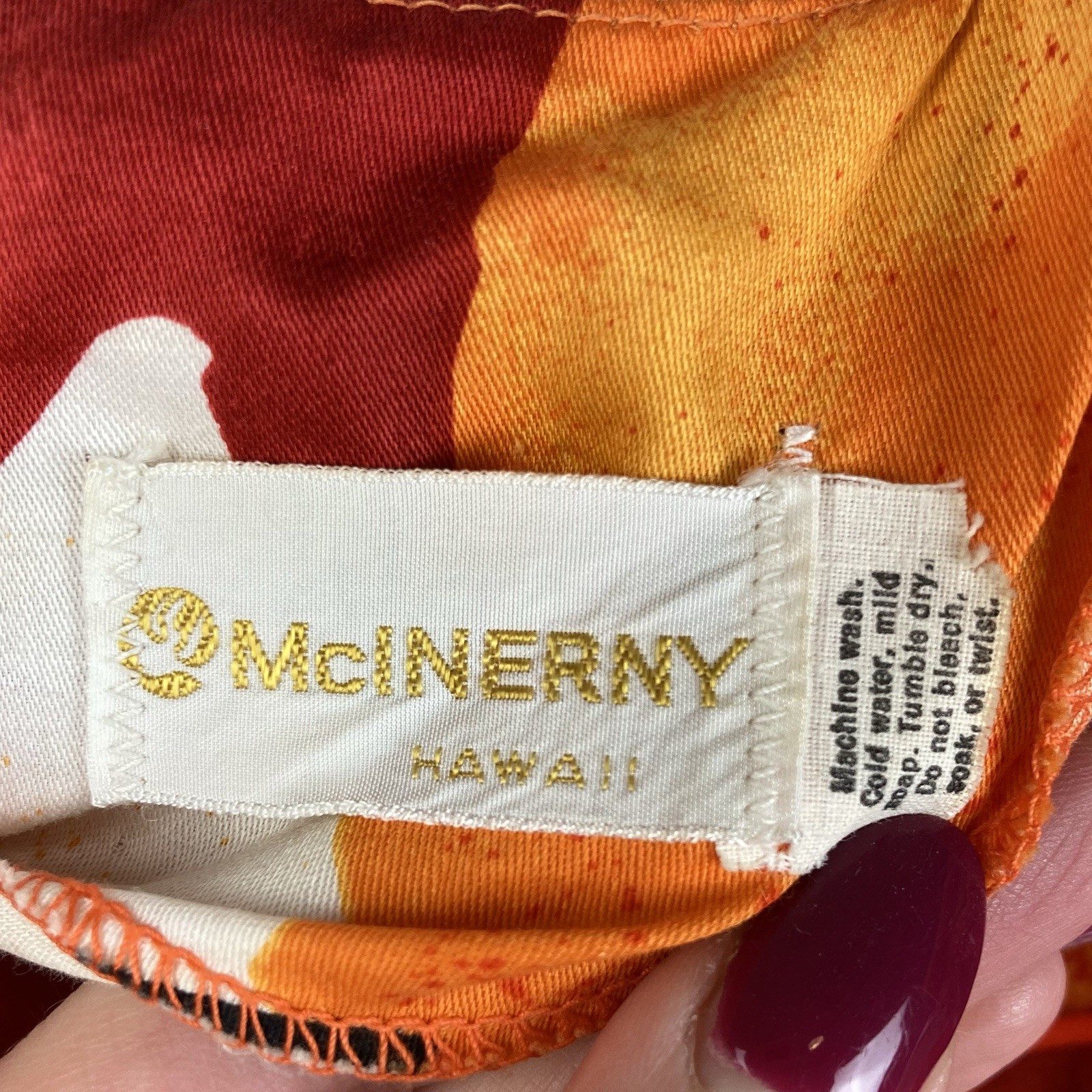 McInerny Hawaii Vintage Vtg 1970s 70s Maxi Mumu Poppy Floral Orange Dress sz L
