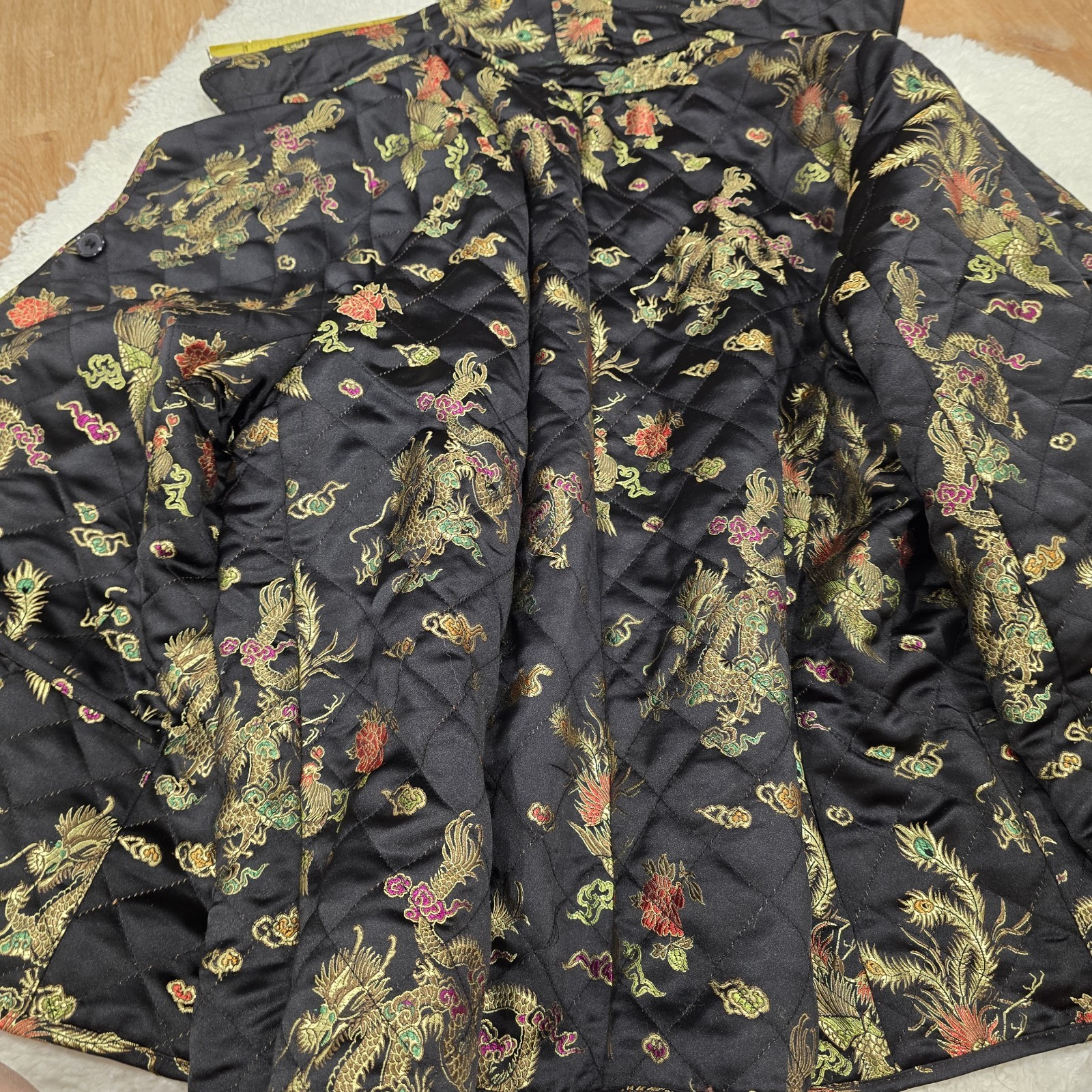 Vintage 90s Uniform John Paul Richard Quilted Dragon Phoenix Jacket Brocade M