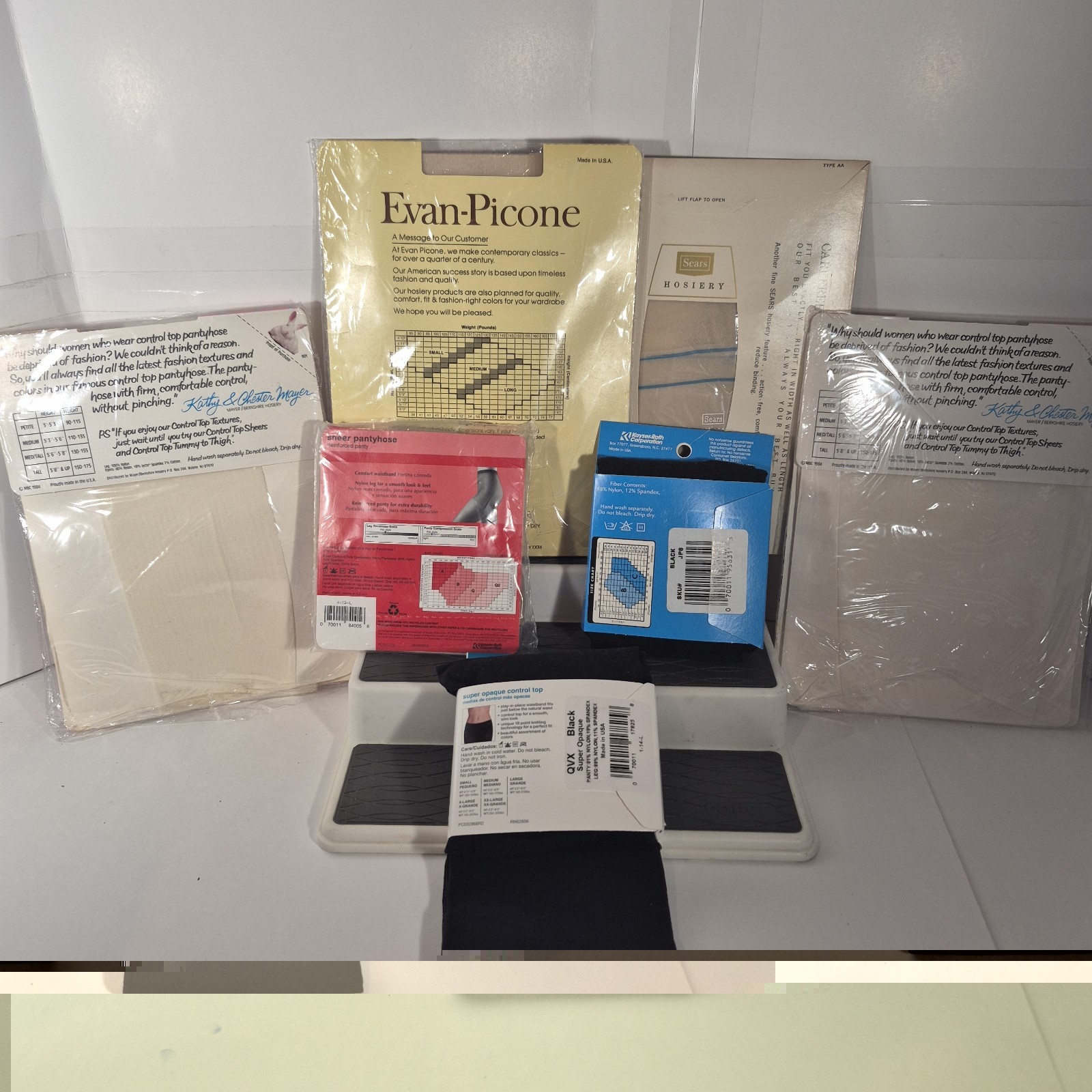 Pantyhose Lot of 7 Mixed Brand No Nonsense, Sears, EP, & Mayer (Size B & Large)