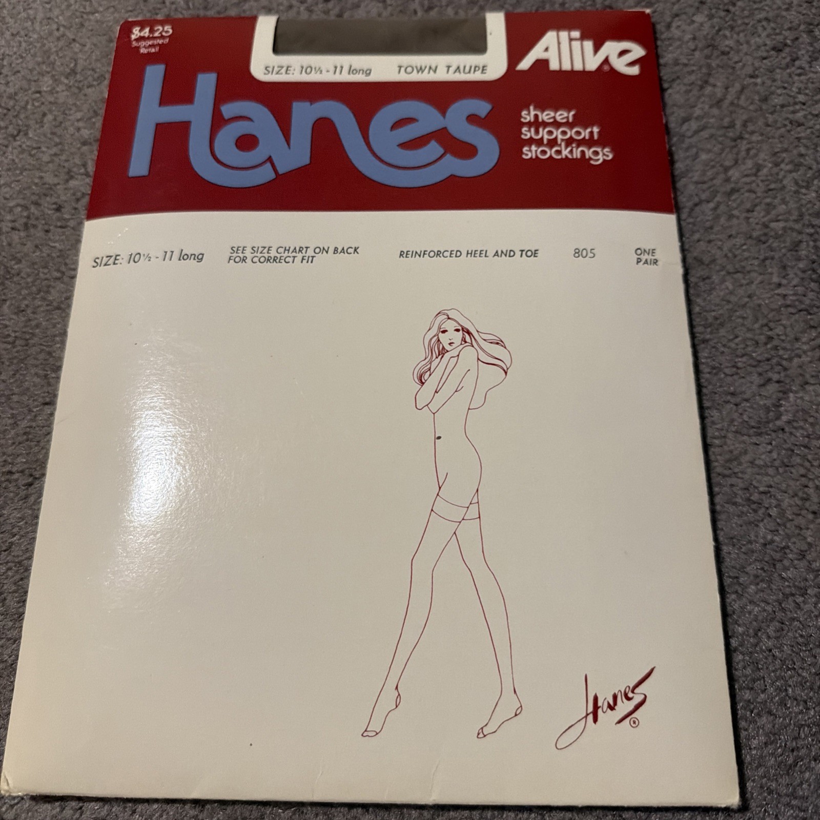 1PR VINTAGE HANES ALIVE RHT STOCKINGS SZ 10 1/2 – 11 long Town Taupe