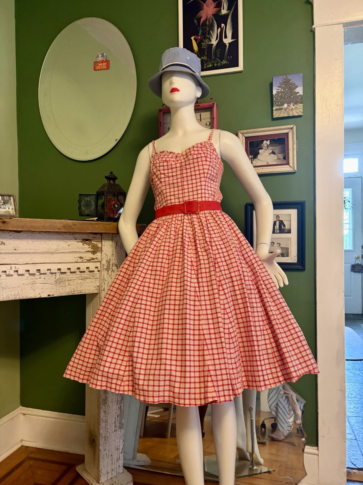 Kahala Bullocks W. Hawaii Plaid 50’s Rockabilly Picnic Pinup XL SunDress w Tulle