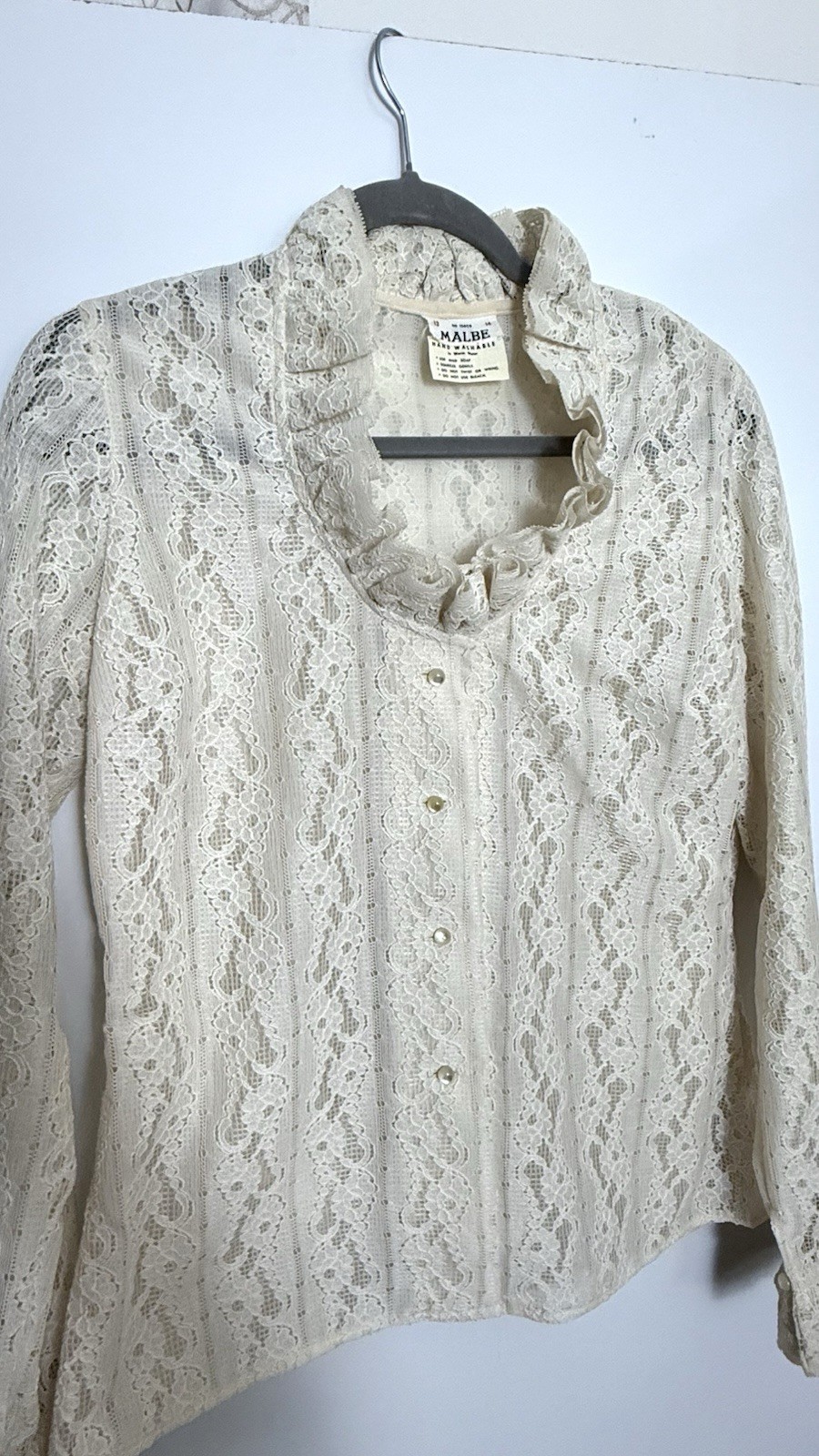 Vintage Malbe Lace Button Down Blouse ~ 9/10 ~ 60’s