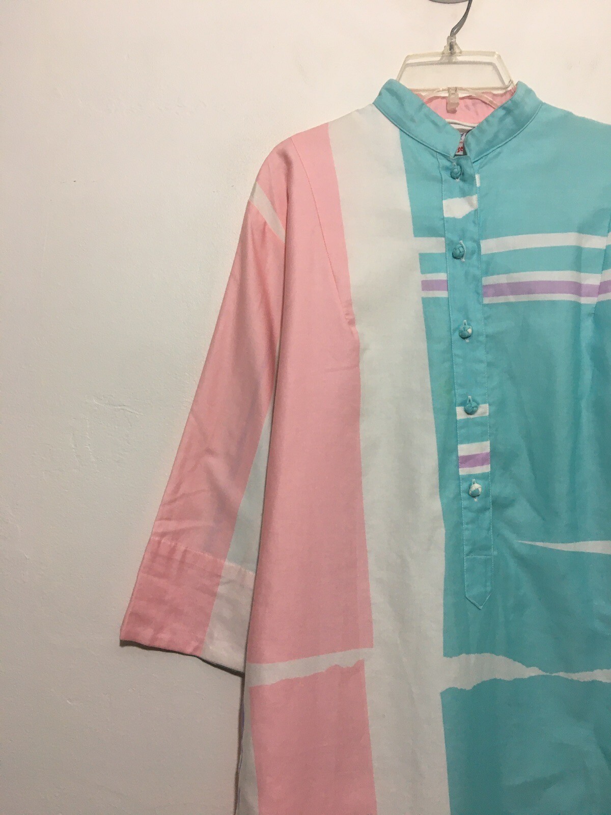 Vtg Catherine Ogust Penthouse Gallery Burma Dress Nehru Collar• Retro Abstract