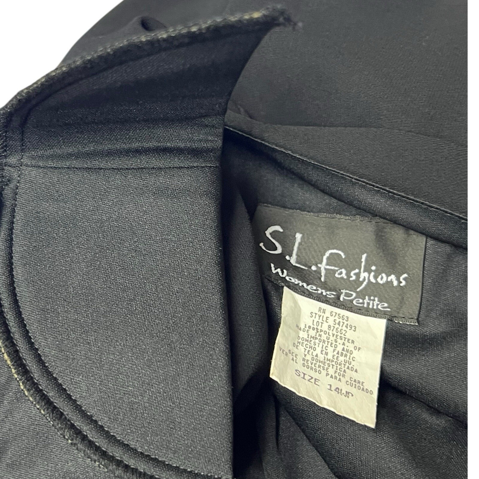VTG S.L. Fashions Dress 14WP Black LBD Short Sleeve Envelope Hem Classic Elegant