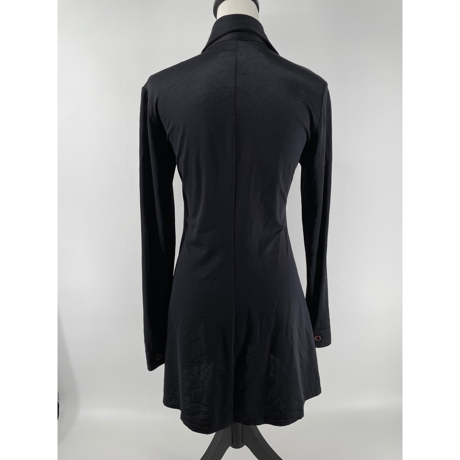 Vintage Tripp NYC Shirt Dress Women Medium Black Vintage 90s Y2K Goth Clubwear