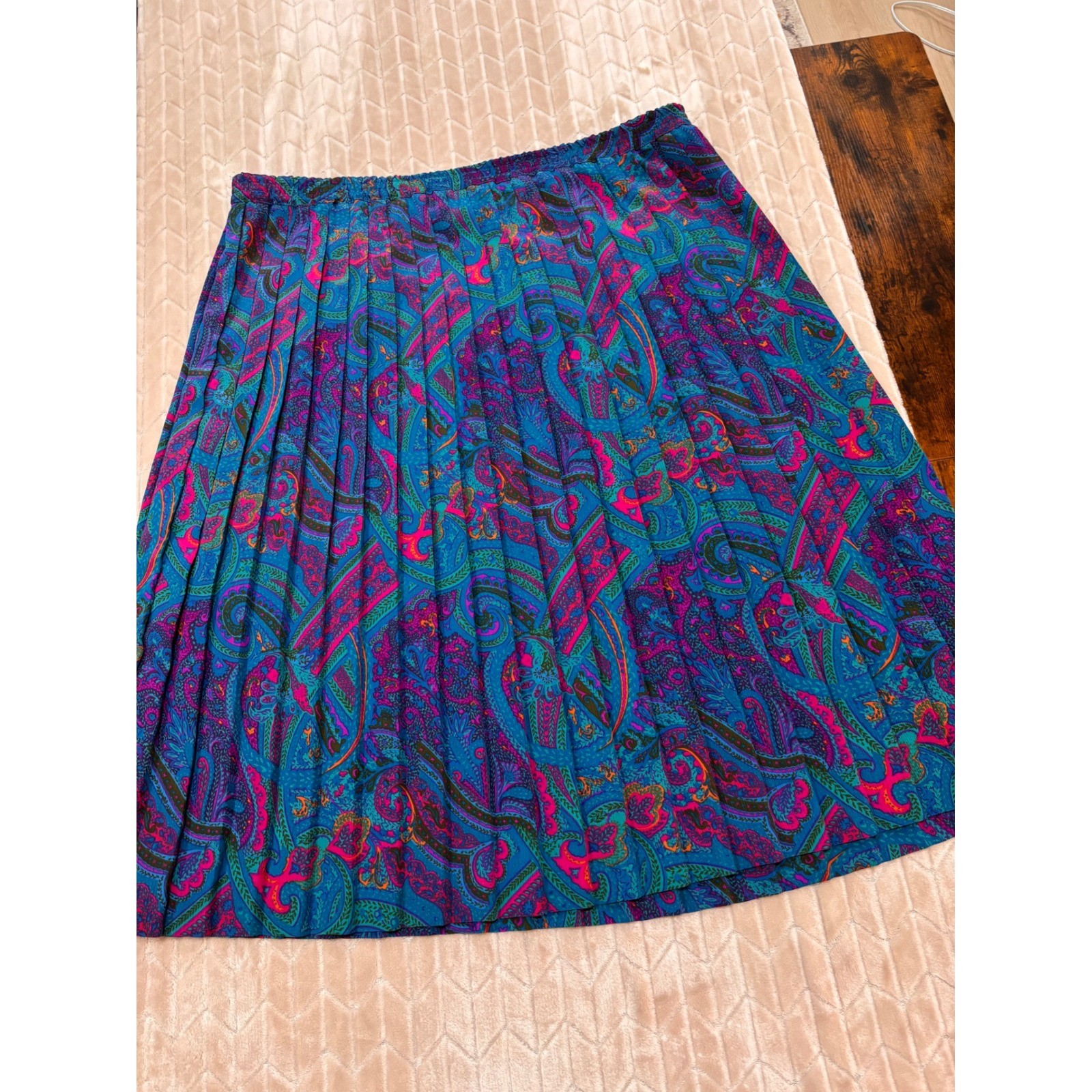 Vtg 80s 90s Alfred Dunner Pleated Midi Skirt 20 Paisley Whimsigoth Jewel Tone