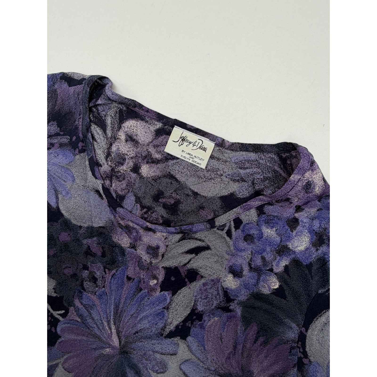90s Vintage Moody Botanical Floral Scoop Neck Shift Dress XL