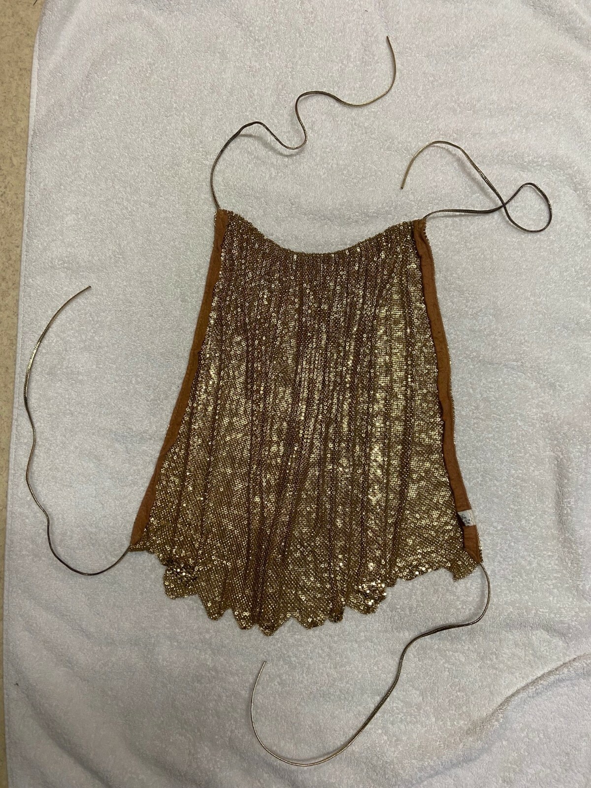 vintage 70’s whiting & davis gold chain mail metal mesh halter top for clubbing