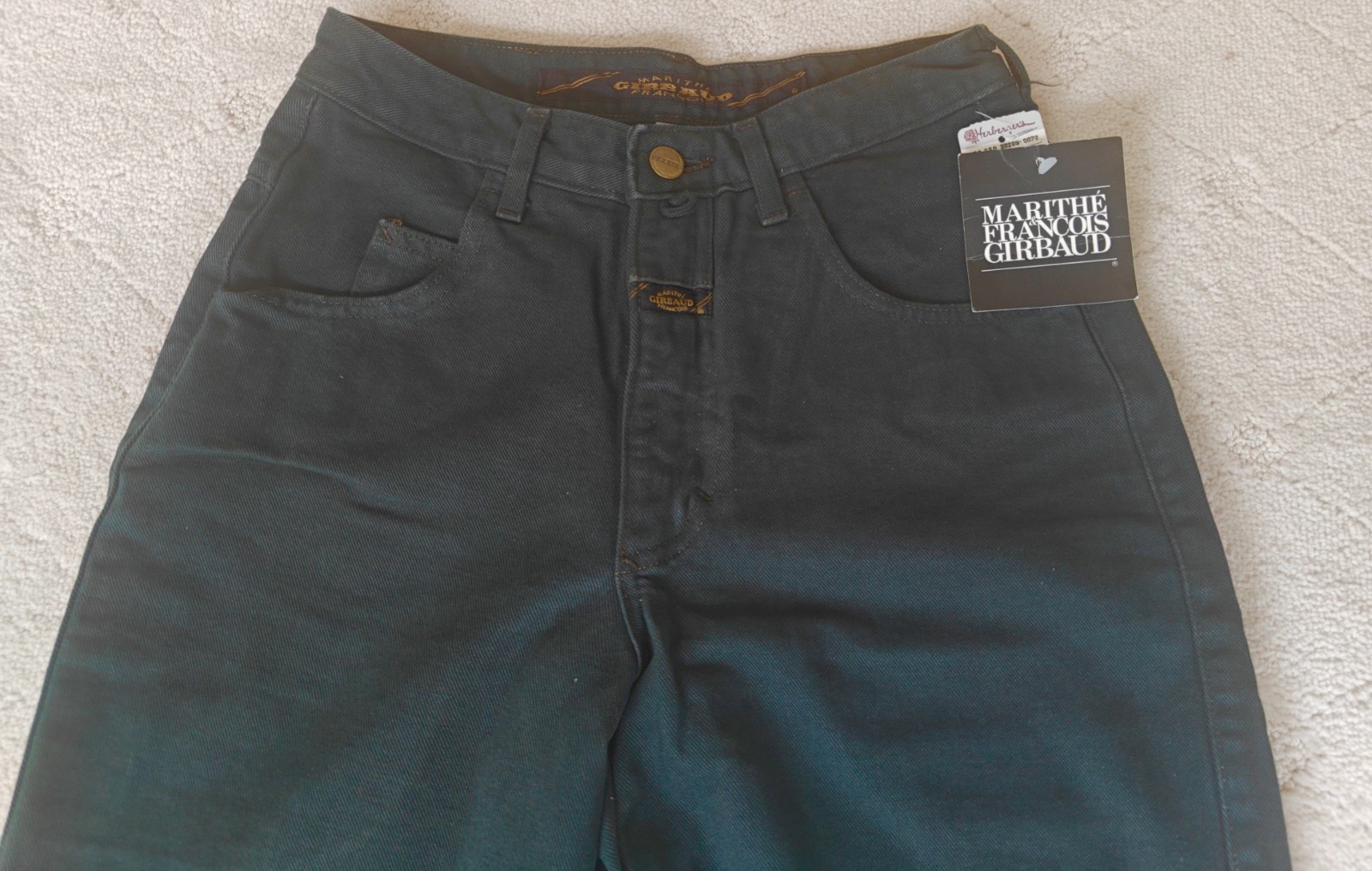 NEW TAGS MARITHE FRANCOIS GIRBAUD PINE GREEN VTG 1990s 7/8 Skinny Cowboy Jeans
