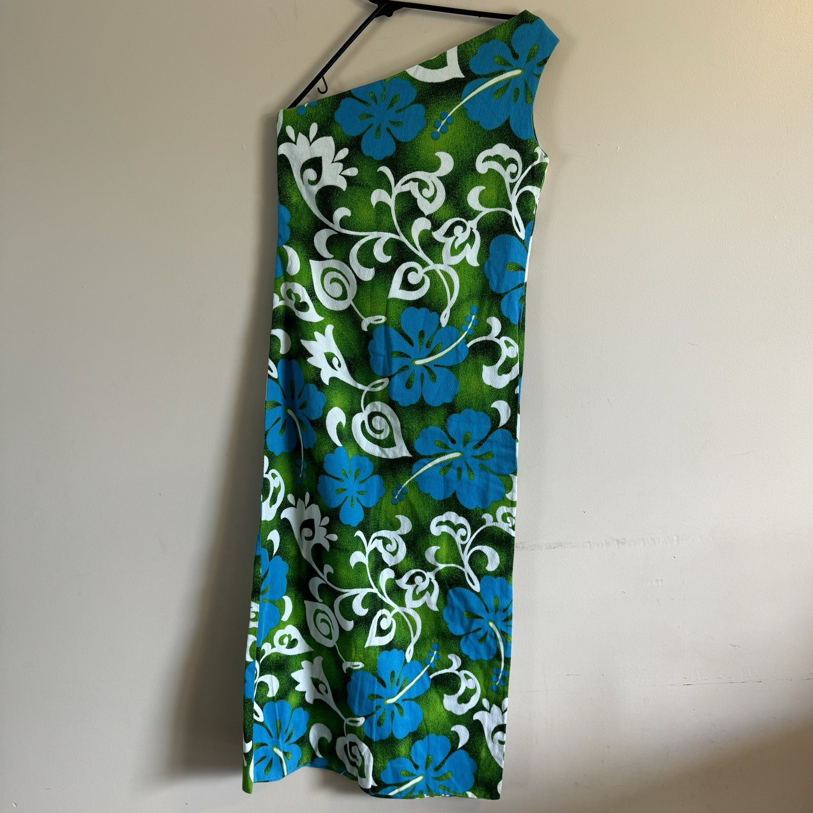 Vogue Paris Original Vintage Hawaiian Handmade One Shoulder Dress Designer
