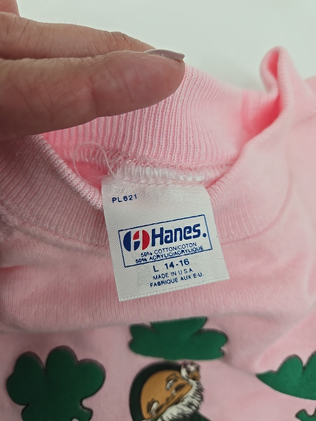 Vintage Deadstock 1980s Pink Sweatshirt, Think Irish, Hanes L 14-16 Womens Xs