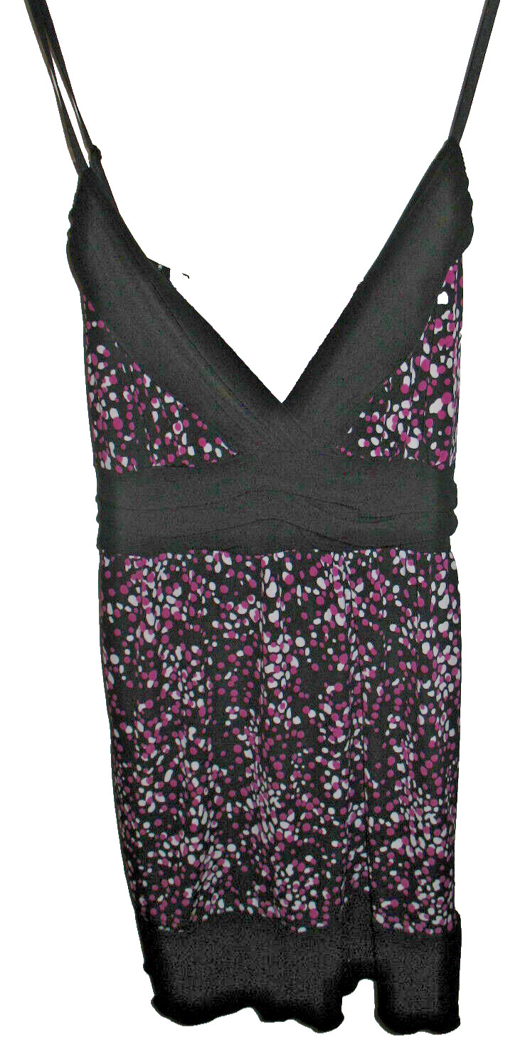 VINTAGE Volume One Juniors Pink White Black Dots Tank Top Size Medium M