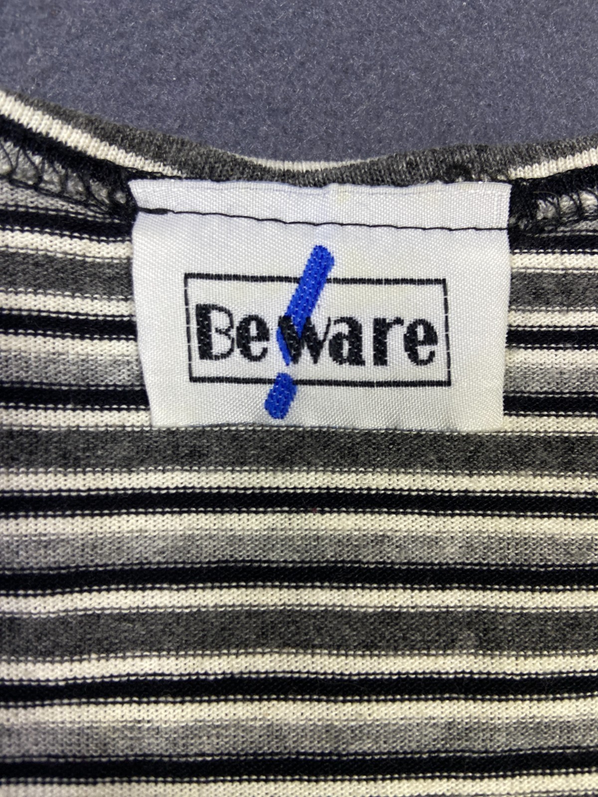 Vintage 90s Grey White Striped Beware Midi Dress Long Tall XLT 22×47 Nautical