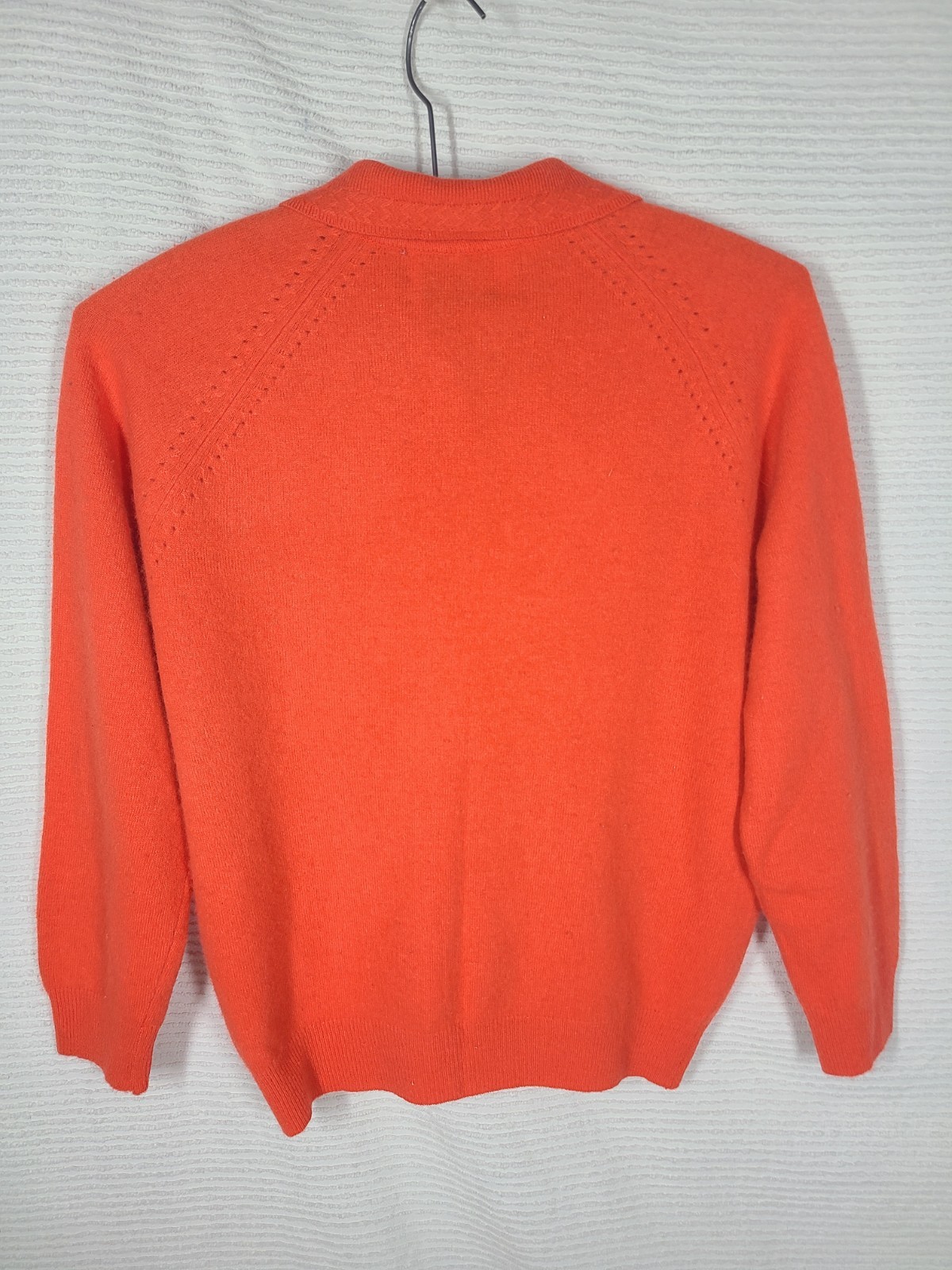 Vtg 60s Pinup Cardigan Sweater Princess Seam Wool Blend M L 38 Coral Orange Pink