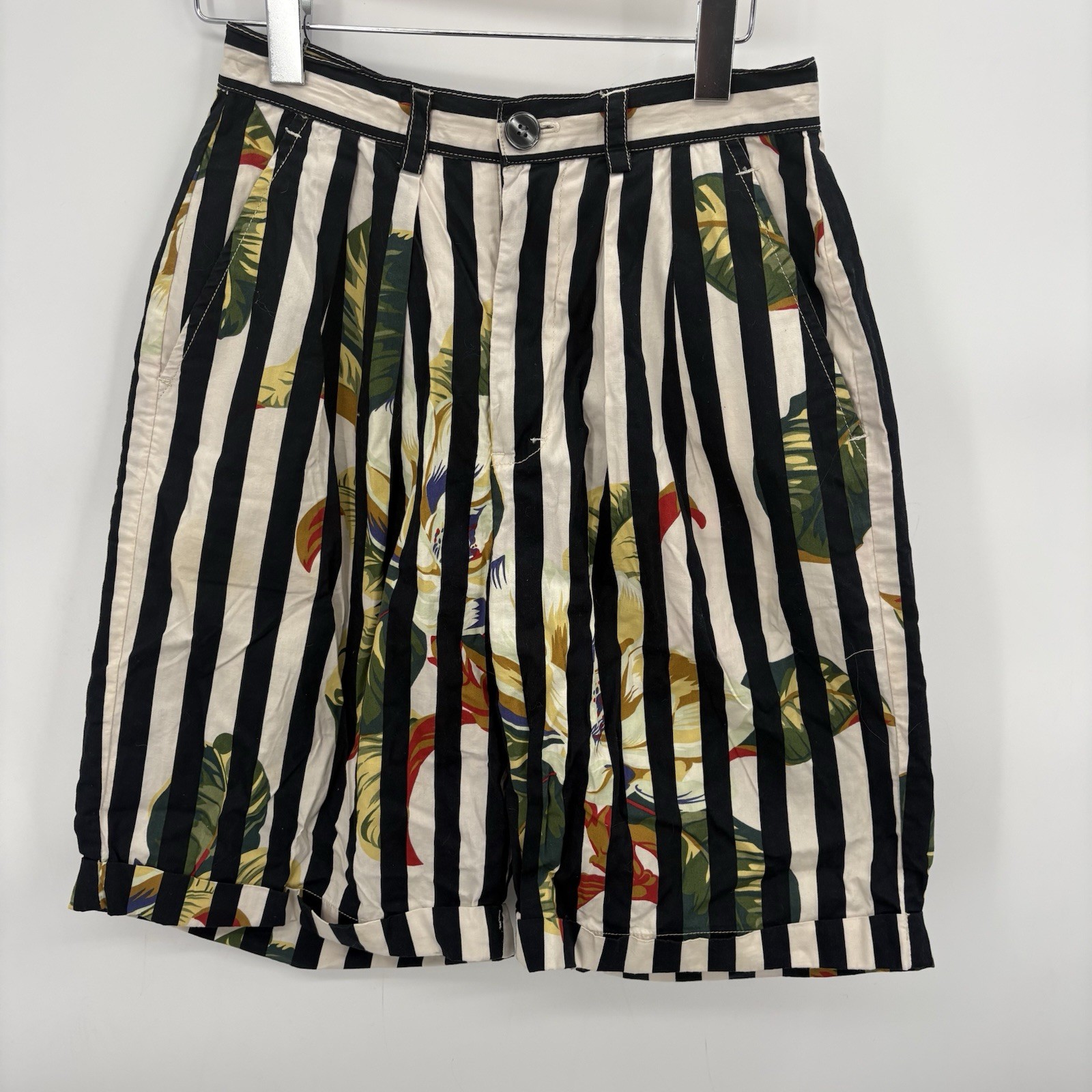 Vtg Calvin Klein Floral Shorts Womens 26” 8” In Stripped High Rise 90’s Boho #1H