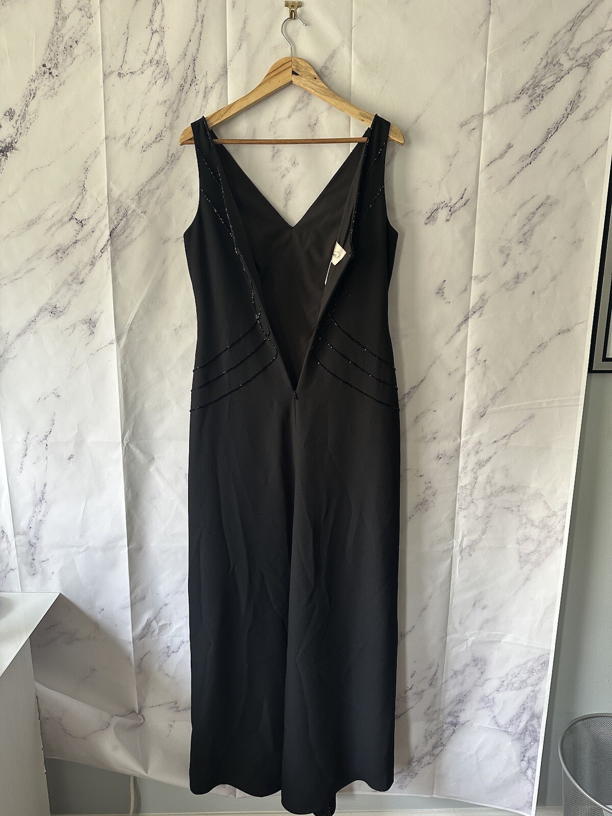 VINTAGE 90s MICHAELANGELO – BLACK BEADED FORMAL DRESS WOMENS SIZE 10