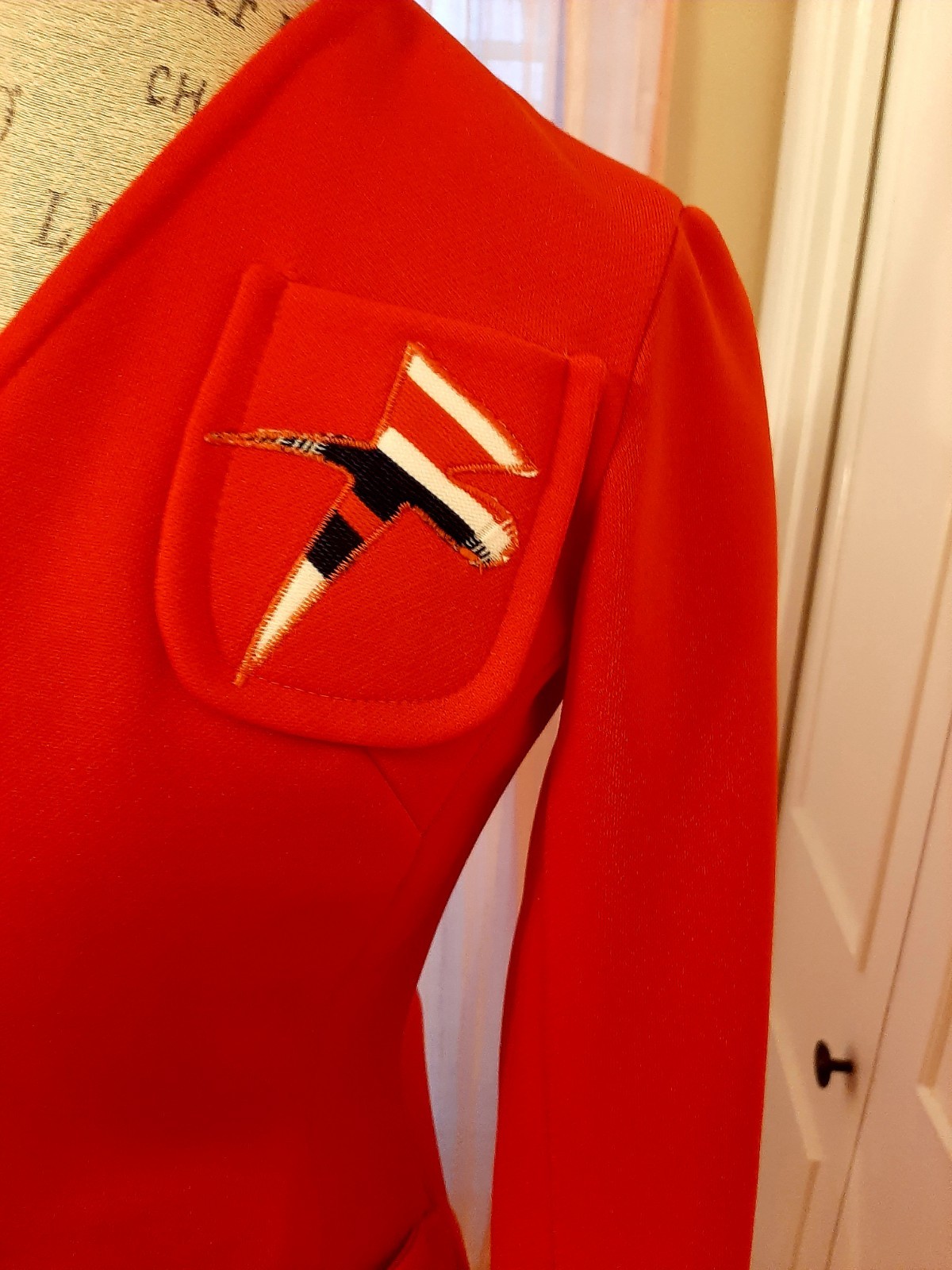 Red Vintage Jacket and Pants Casual Set for Women