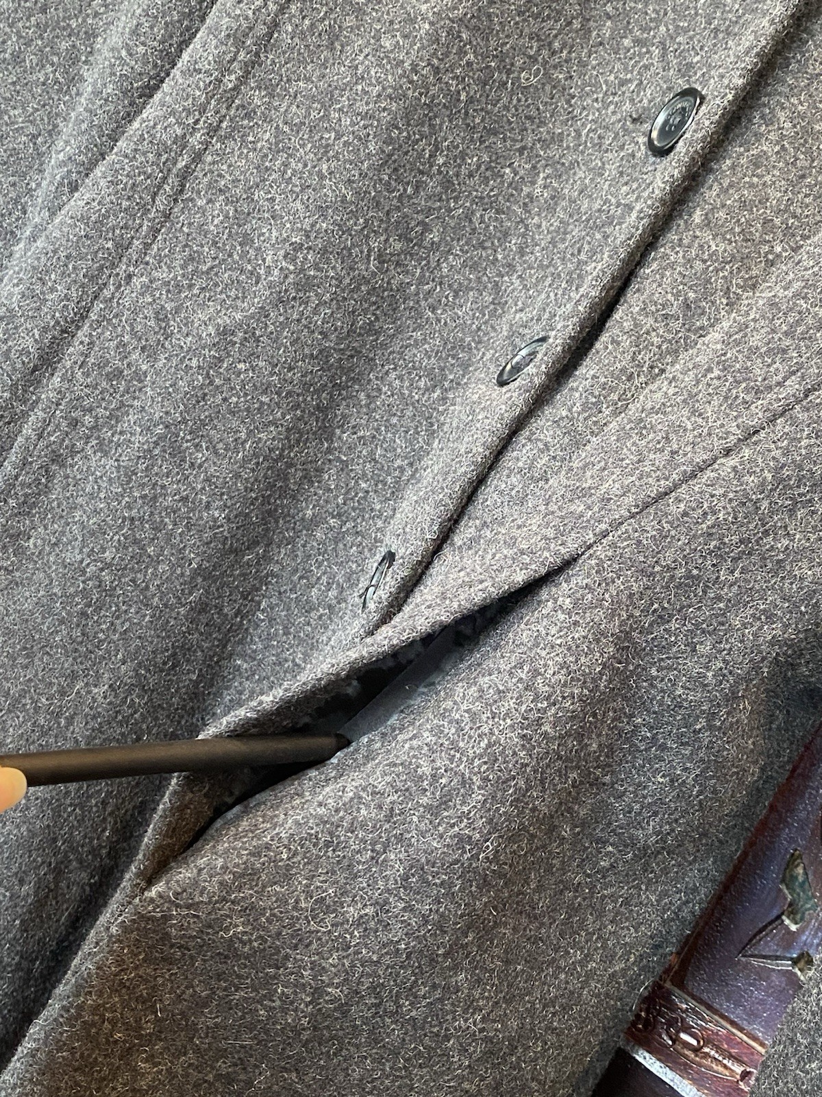 VTG Donnybrook 100% Wool Gray Maxi Coat Womens M Hooded Real Fur Opera
