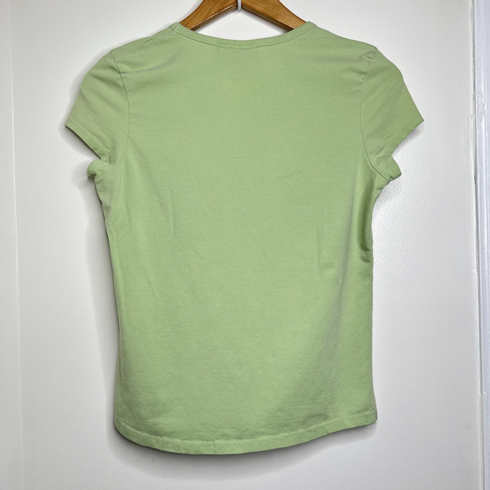 Vintage 90s Y2K Sonoma Stretch V Neck Short Sleeve T Shirt Women’s Small Green