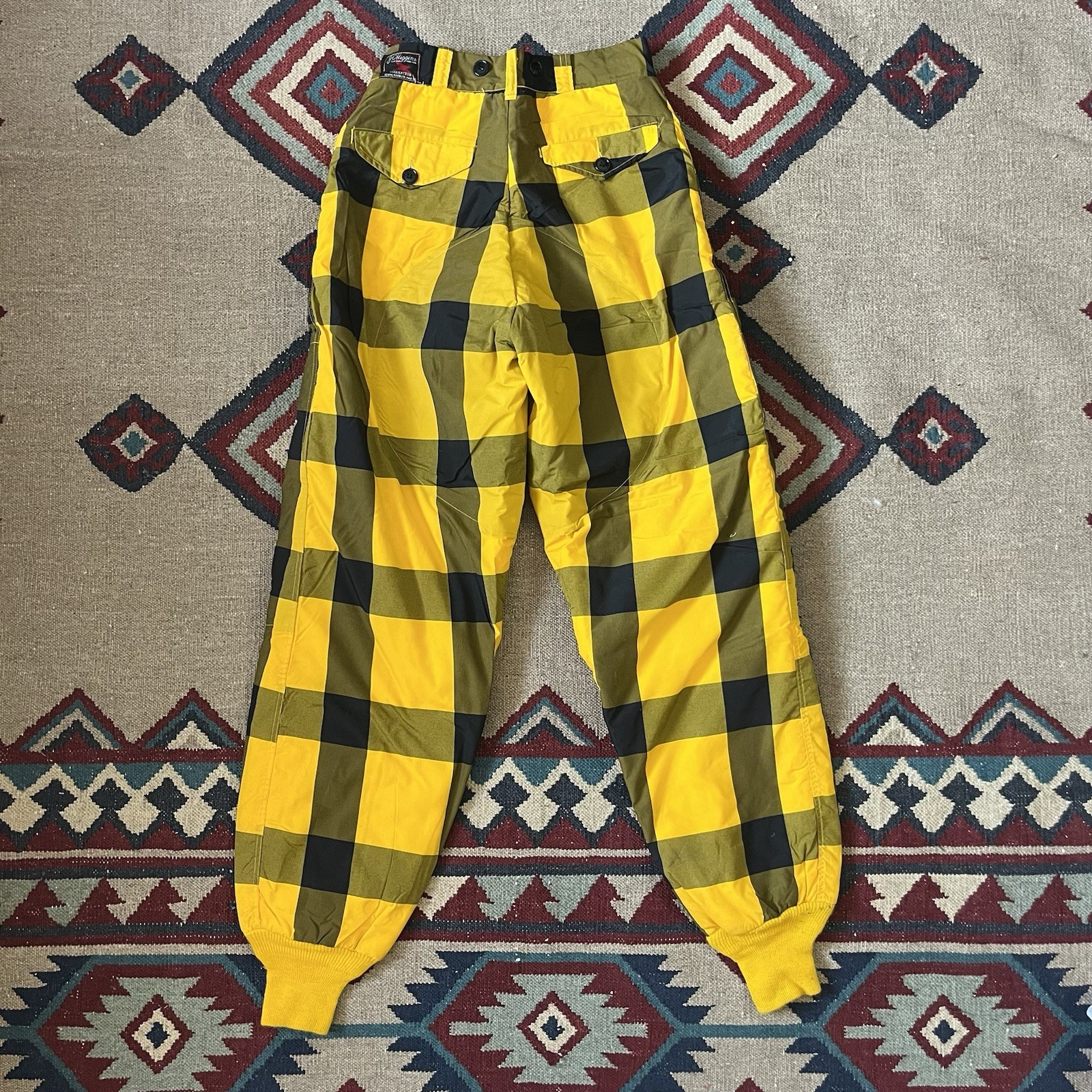 Vintage 50s JC Higgins Snow Winter Ski Pants Women’s 27×32 Yellow/Black Plaid